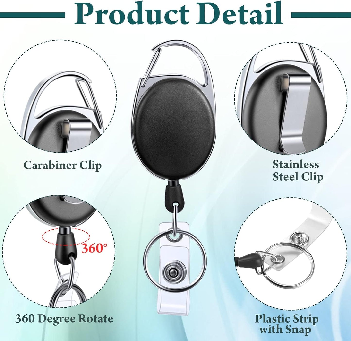 Yaomiao 100 Pack Retractable Badge Holder Reel with Clips Heavy Duty ID Card Holder Reels Bulk with Key Ring for Office Worker Doctor Nurse Employee School Students (Black)