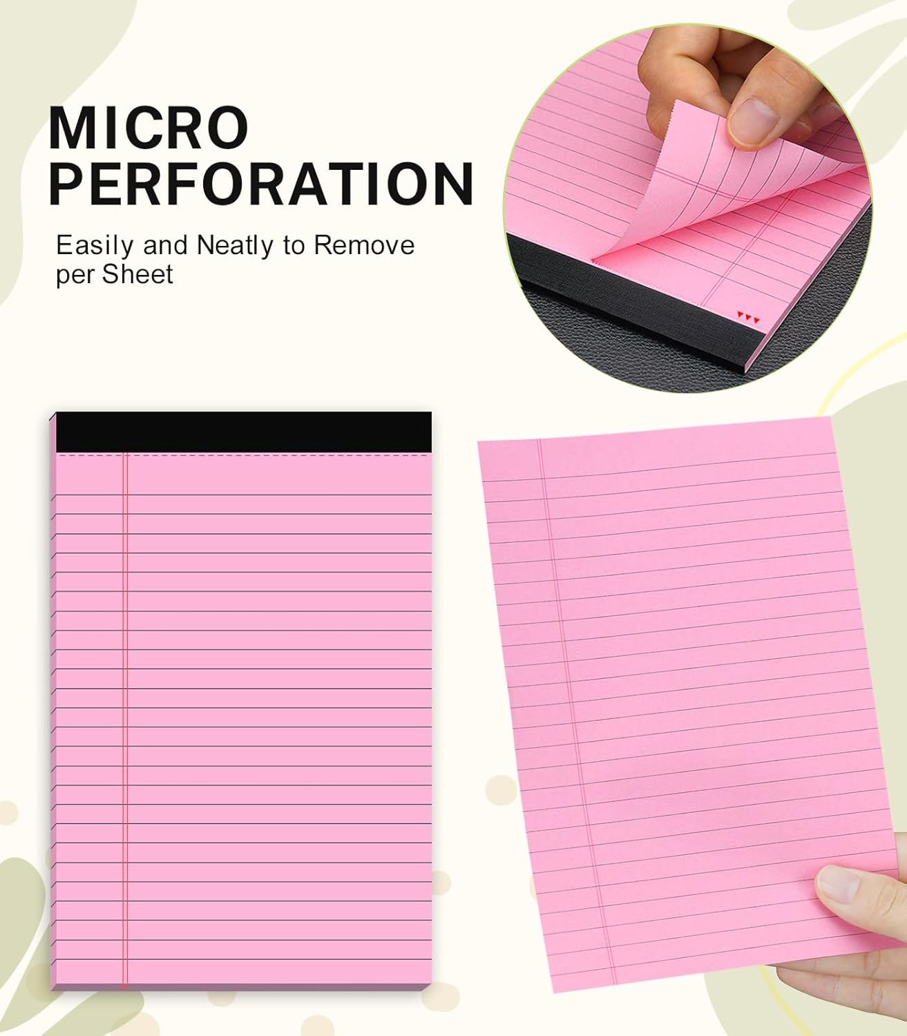 Note Pads 5x8, Narrow Ruled Legal Pad, Multicolor Small Notepads, 30 Sheet/notepad, 8 Pack Colored Legal Pads, Pink Legal Pad, Purple Notepad, Perforated Lined Note Pads for Study, Office, To-Do Lists
