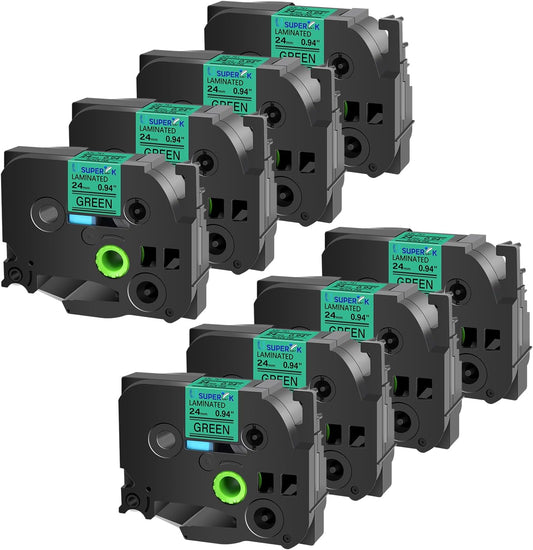 8PK Compatible for Brother P-Touch Label Maker Tape TZe-751 TZ-751 TZe751 TZ751 Black on Green 24mm 0.94 inch 1'' x 26.2ft Laminated TZe TZ Label Tape for PT-2730 PT-2730VP PT-3600 PT-7500