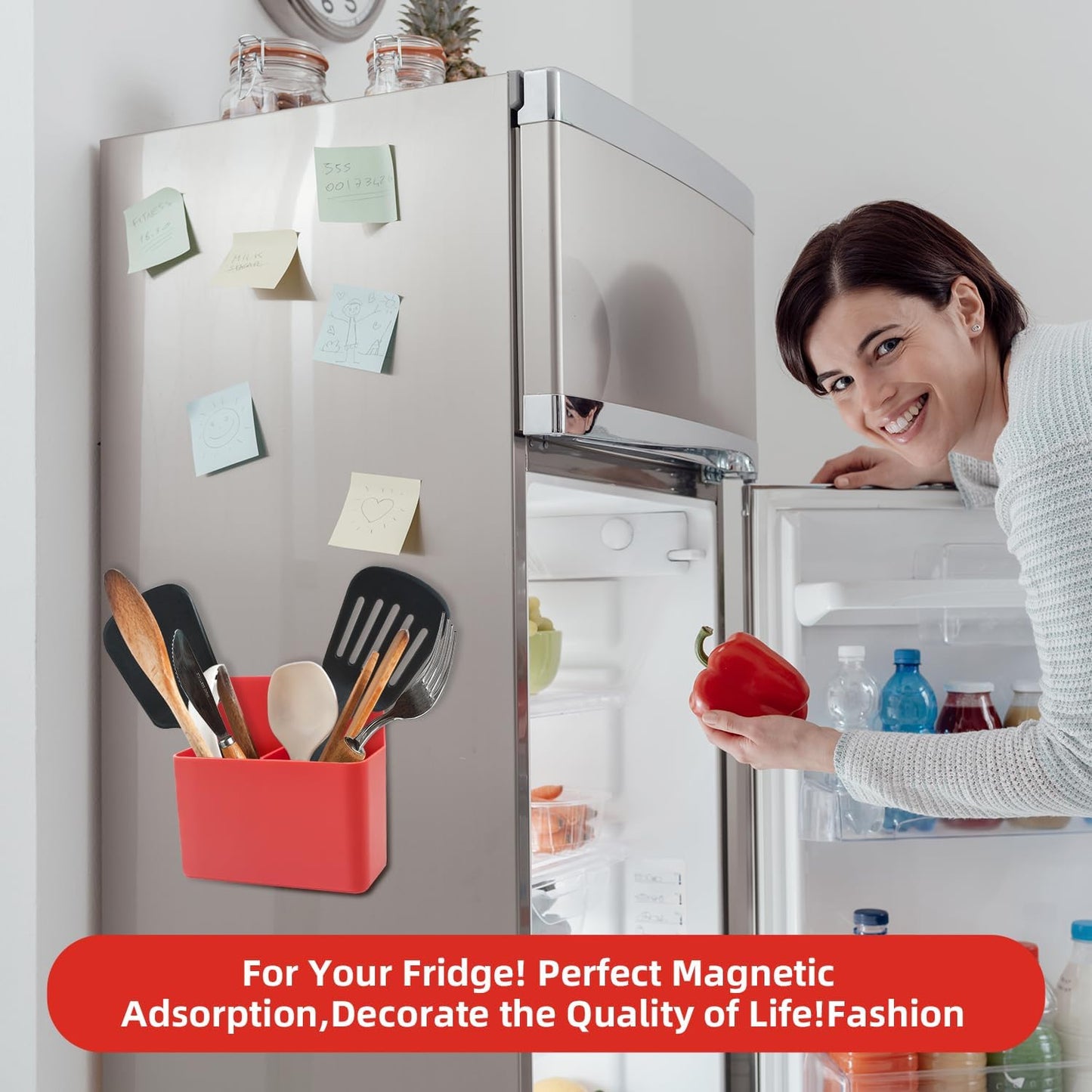 Magnetic Pen Holder,2 Pack Magnetic Dry Erase Marker Holder with Generous Compartments,Strong Magnet Storage Marker Pen Pencil Organizer for Refrigerator,Whiteboard,Locker Accessories