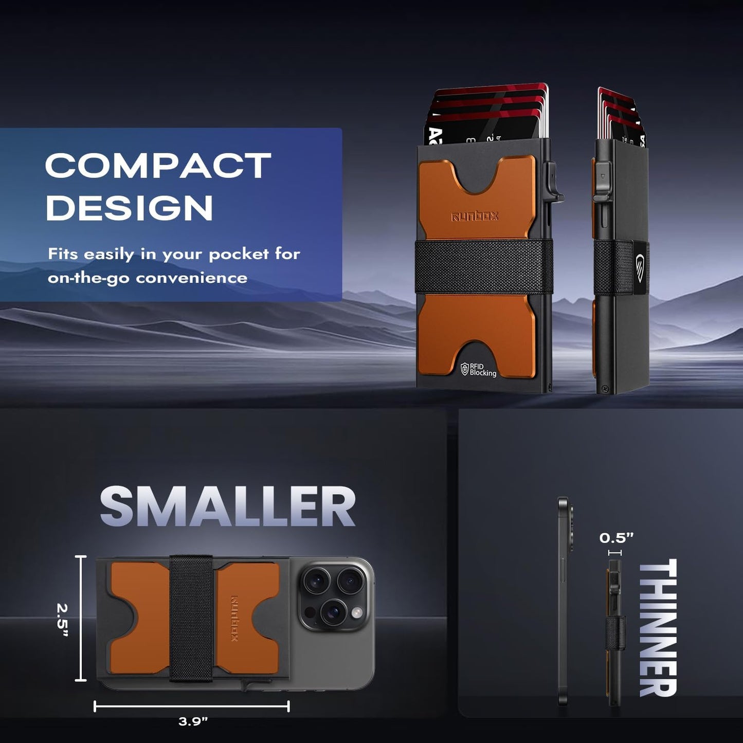 Slim Card Holder Wallet for Men, Minimalist RFID Blocking Wallet with Pop Up Function, Ultra-Thin Design, Metal Business Card Cases holds 12+ Cards, Gifts for Men, Men's Accessories