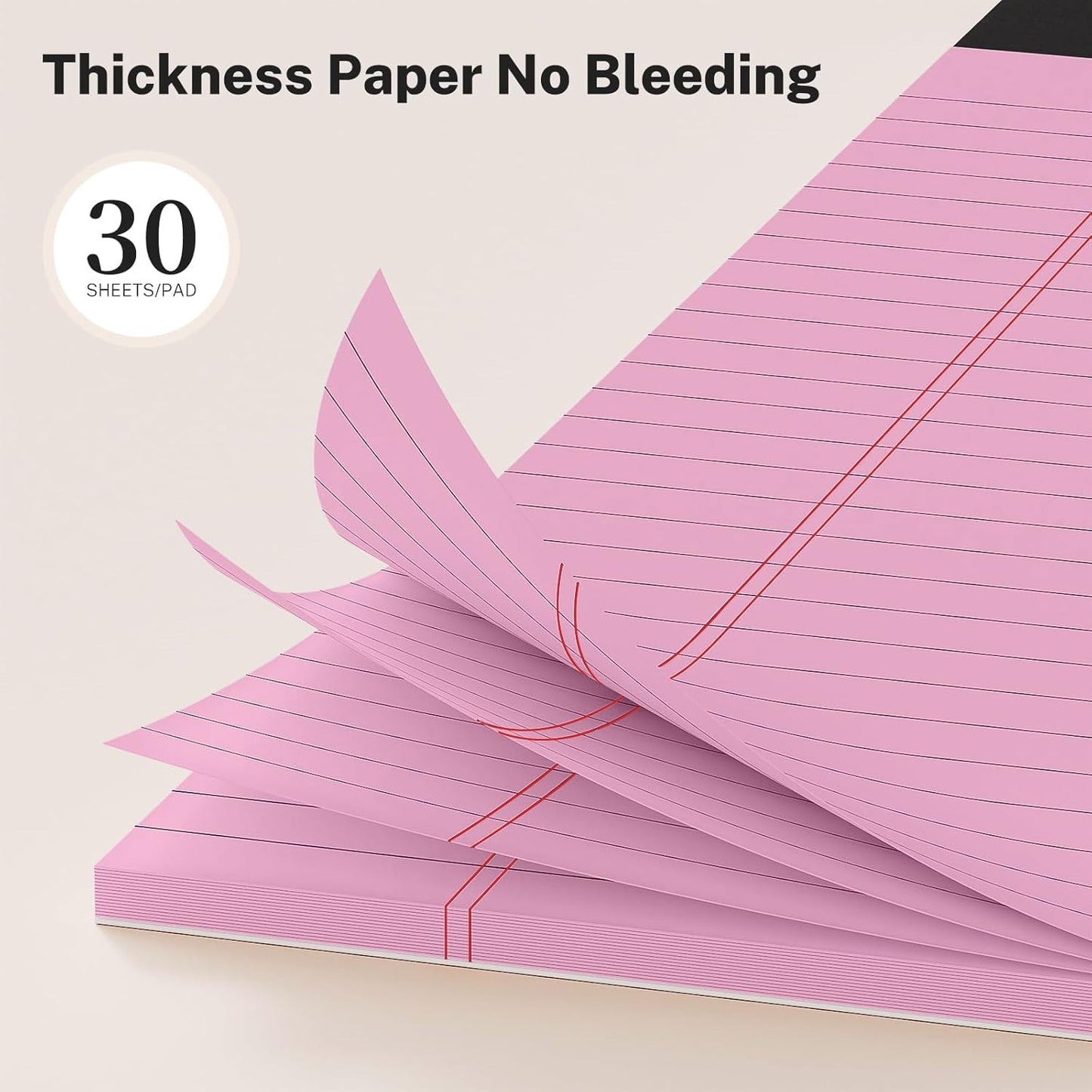 Pink Legal Pads 8.5 x 11, Notepads 8.5 x 11, Wide Ruled, 12 Pack Pink Note Pads 8.5 x 11, Pink Paper 8.5 x 11, Legal Size Paper, 30 Sheet/Notepad, Lined Paper, Writing Pads for Study, Office, Home