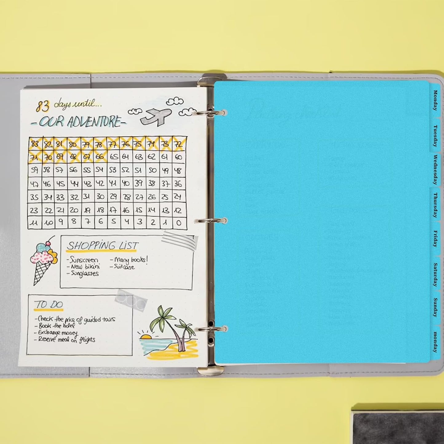 3 Ring Dark Blue Binder Dividers with 8-Tabs, A4 Blue Binder Dividers, Sturdy Plastic Divider, Aesthetic Divider for Binders, Suitable for Notebooks and Binders, 3 Hole Punch