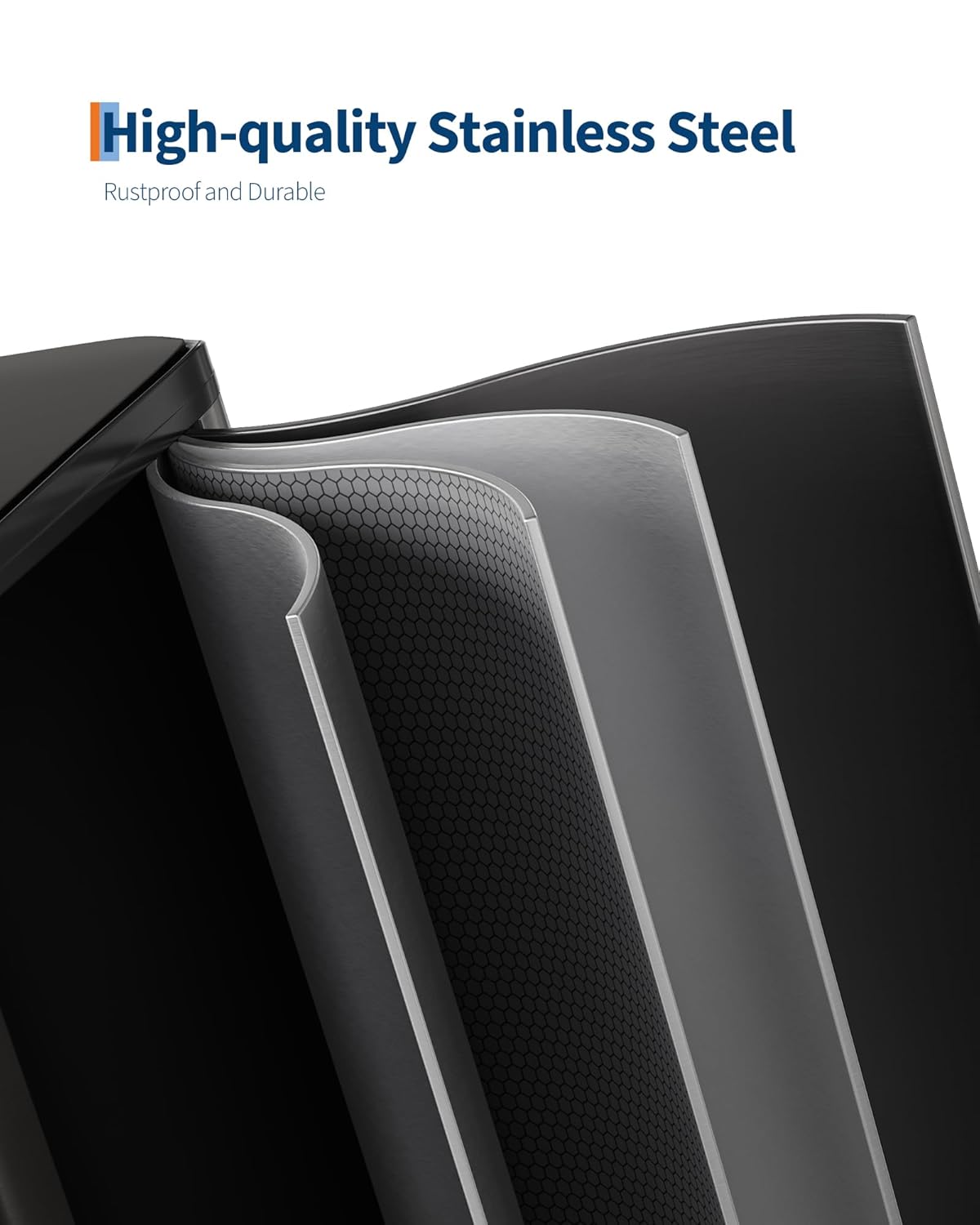 GarveeHome 2 x 10.6 Gallon Stainless Steel Double Trash Can with Lid for Kitchen, Large Dual Trash and Recycle Bin Combo, Step-on Kitchen Metal Garbage Cans, PP Inner Buckets, Liner Rim, Matte Black