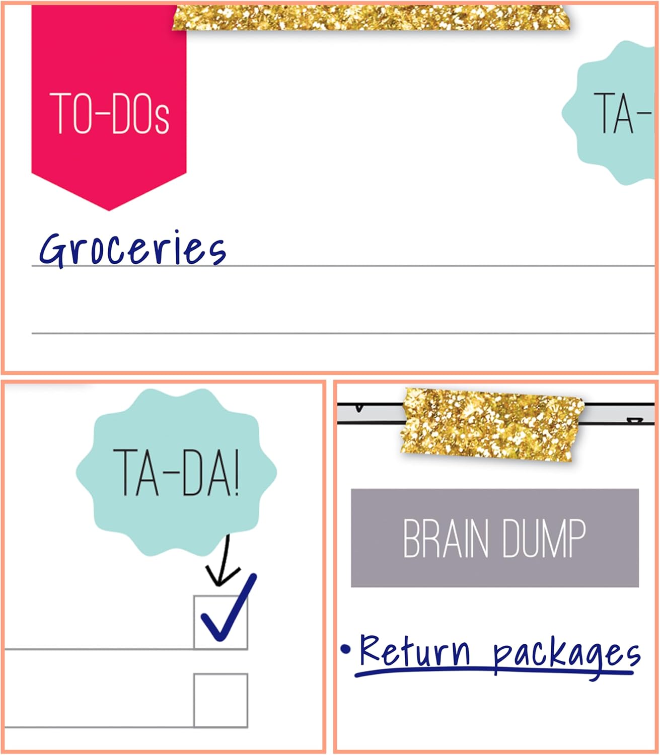 Carson Dellosa Today's Plan Notepad 3-Pack Set, Note Pads for To Do List, Goals, Checklist, and Classroom Organization Stationary, Desk Accessories and Office Supplies