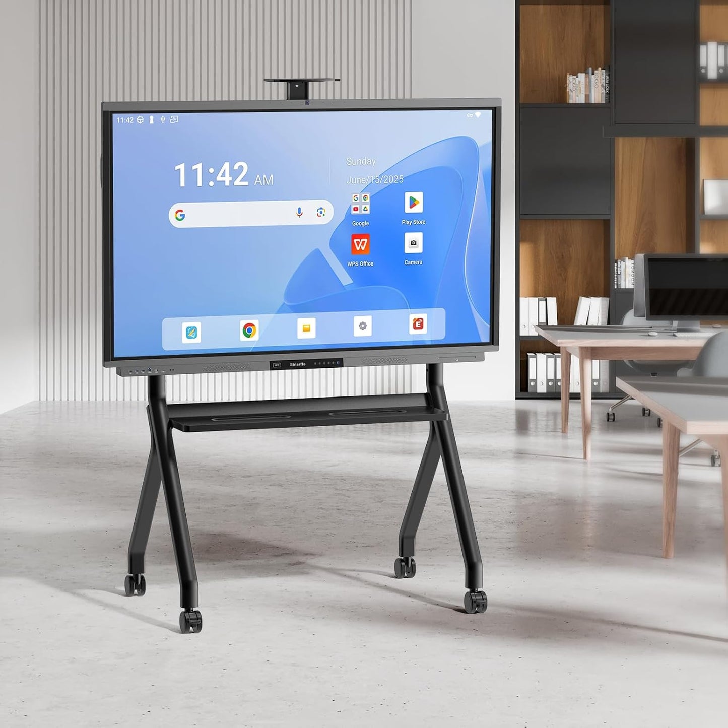 Shiarffe Smart Board Stand for 55"- 86'' Interactive Whiteboard, Mobile Stand with Locable Rolling Wheels for Smart Whiteboard, Black