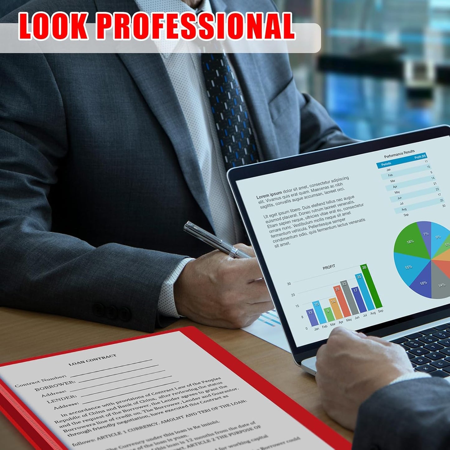 Teling 48 Pcs Clear Front Report Covers with Prongs Plastic Presentation Folders 3 Prong Resume Portfolio Folder for School(Red)