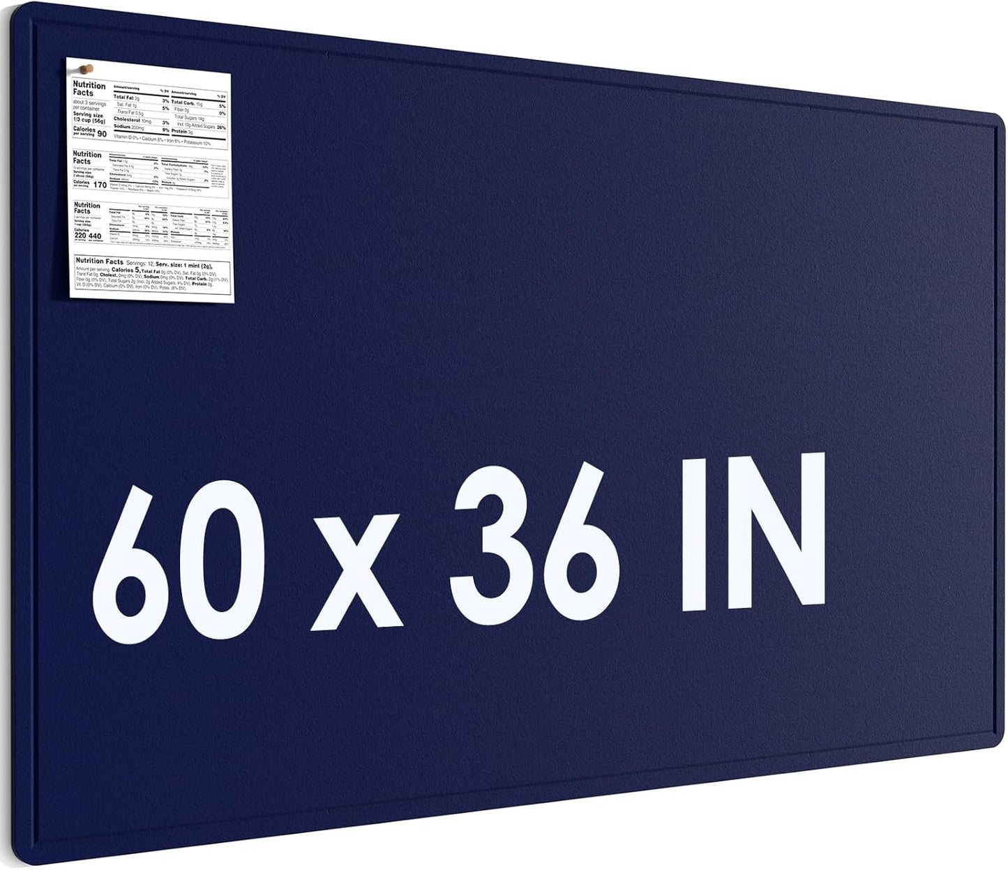 MaxGear Extra Large Bulletin Board 60" x 36", Foldable Felt Board Vision Board Supplies, Cork Board for Office, Home, School, Small Pin Boards for Walls Decorative Display Board Dark Blue