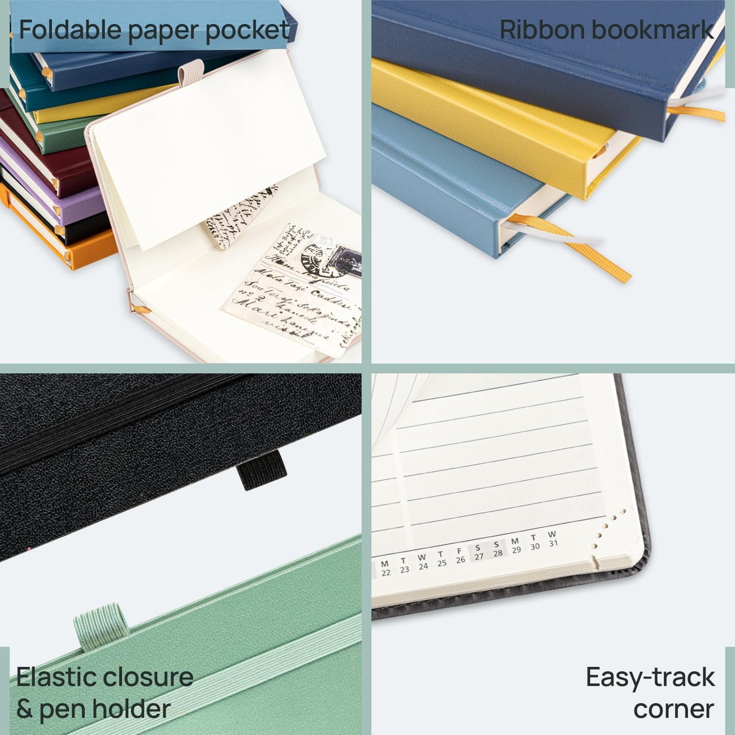 POPRUN Pocket Planner 2025-2026, (Purse Size 4''x 6.25'' Hard Cover) Academic Year Calendar Daily Weekly and Monthly (July 25-June 26) with Hourly Time Slots, 100 GSM Paper - Light Pink