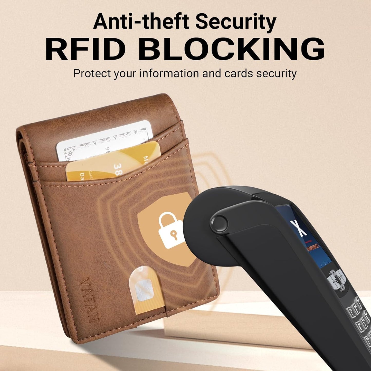 VATAN Wallet for Men, Mens Minimalist Wallet Credit Card Holder, Slim Leather Rfid 2 ID Window Large Capacity With Gift Box (Crazy Horse Brown)