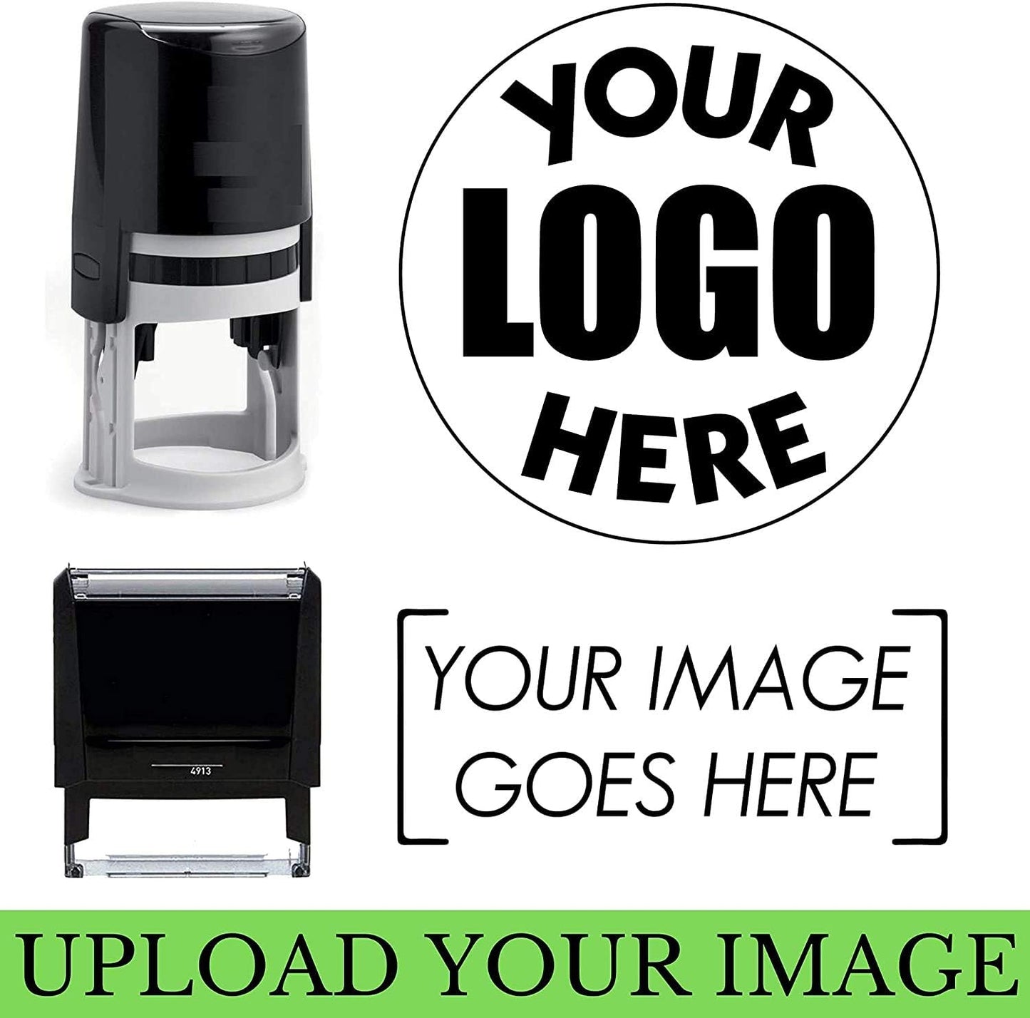 Custom Logo Stamp - Personalized Business Image Stamper 7/8" x 2-3/8" (Black)