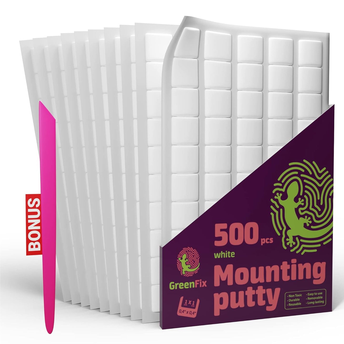 Sticky Mounting Putty 500PCs - White Sticky Tack for Wall Hanging - Poster Putty Removable - Adhesive Mounting Putty Squares for Picture Hanging Crafts - Tacky Putty Wall Adhesive