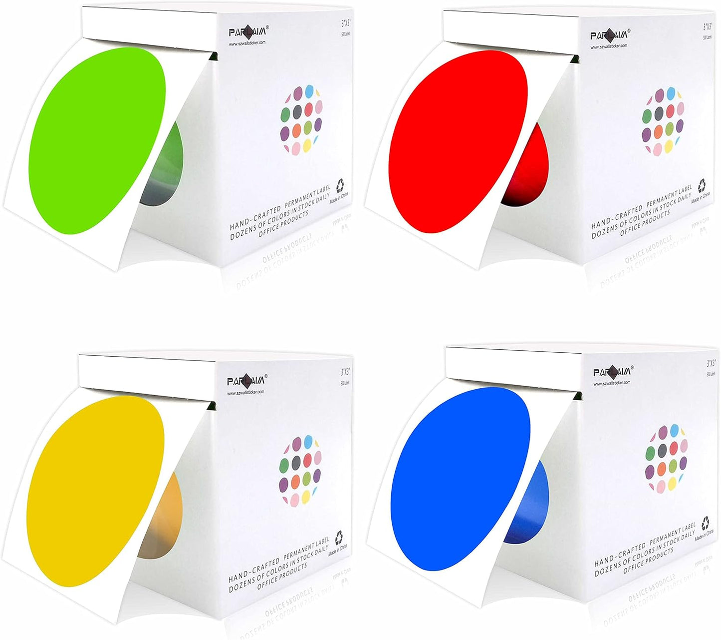 PARLAIM 2000PCS 3 Inch Round Color-Code Circle Dot Sticker Labels, 4 Rolls Multicolor (Red/Yellow/Green/Blue) Color Coding Label for Warehouse Inventory Package
