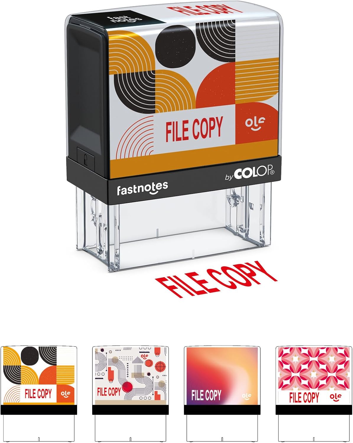Fastnotes File Copy Self-Inking Rubber Stamp by COLOP - Great for Office Documents, Notary, Warehouse, Accounting Paperwork, Business, and Legal Documentation - Red Ink (File Copy- Red)