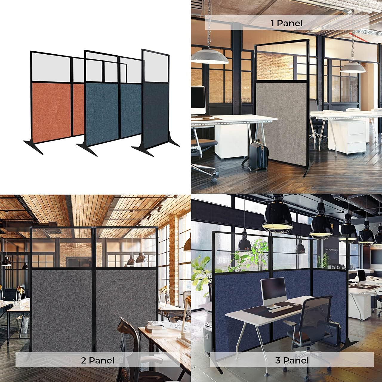 Versare Workstation Partition | Portable Wall Divider | Modern Office Cubicle | Free Standing Privacy Screen | Flexible Work Space | 33" x 70" Cloud Gray Fabric Panels