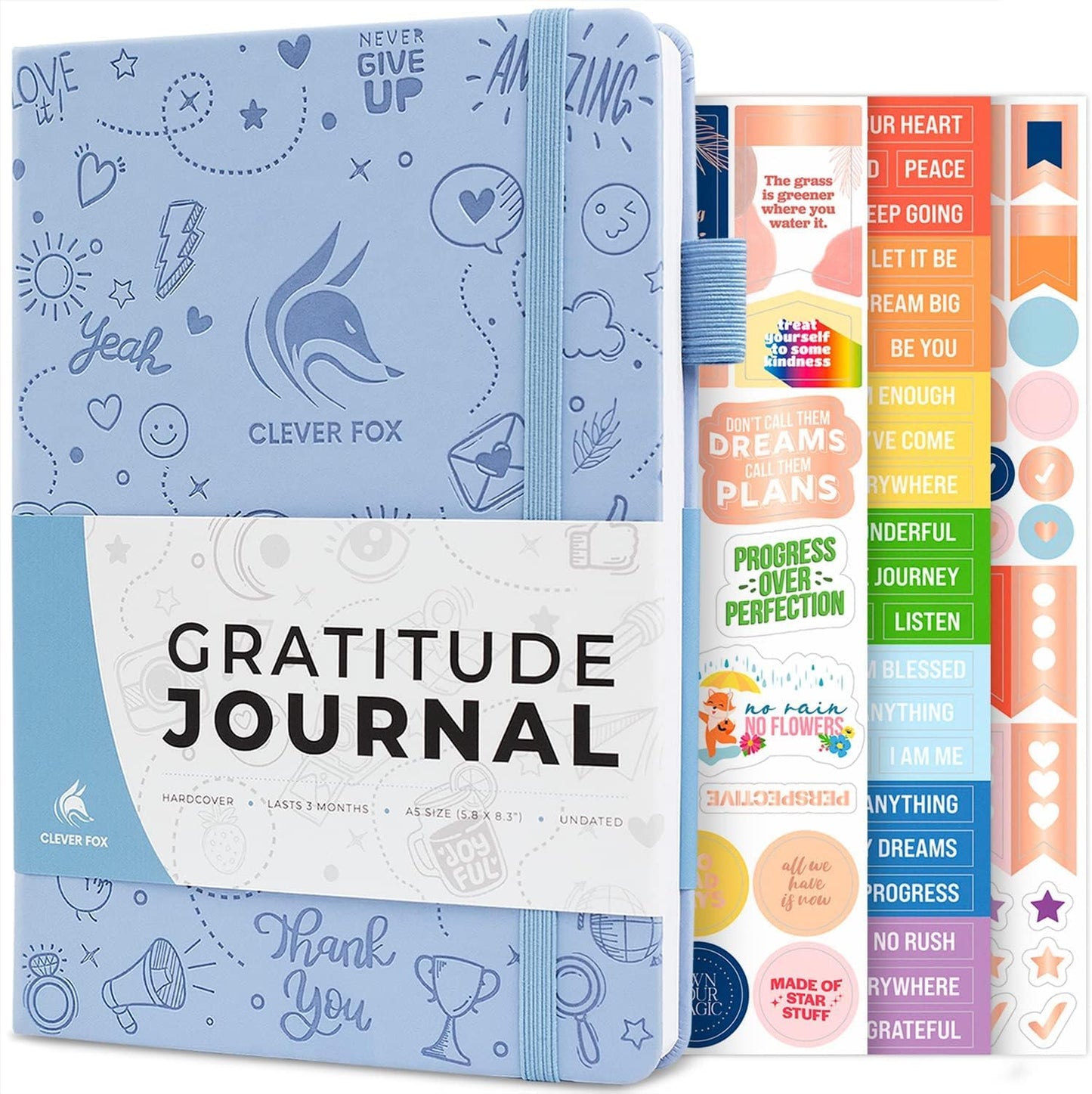 Clever Fox Gratitude Journal – Happiness, Positivity & Affirmation Daily Journal – Inspirational Daily Notebook – 3 Months, A5 (Periwinkle)
