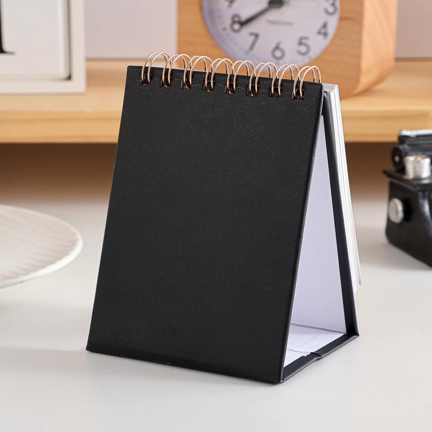 Mini Desk Calendar 2025-2026 - Runs From July 2025 until Dec 2026 Monthy Small Desktop Calendar 250 GSM Thick Paper Twin-Wire Binding for Home or Office (Black)