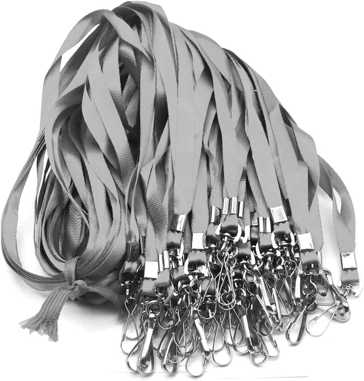Lanyards with Id Holder Name Badges Waterproof Name tag Badge Holders with Neck Lanyard Swivel J-Hook Clip 50 Pack (Gray, Vertical)