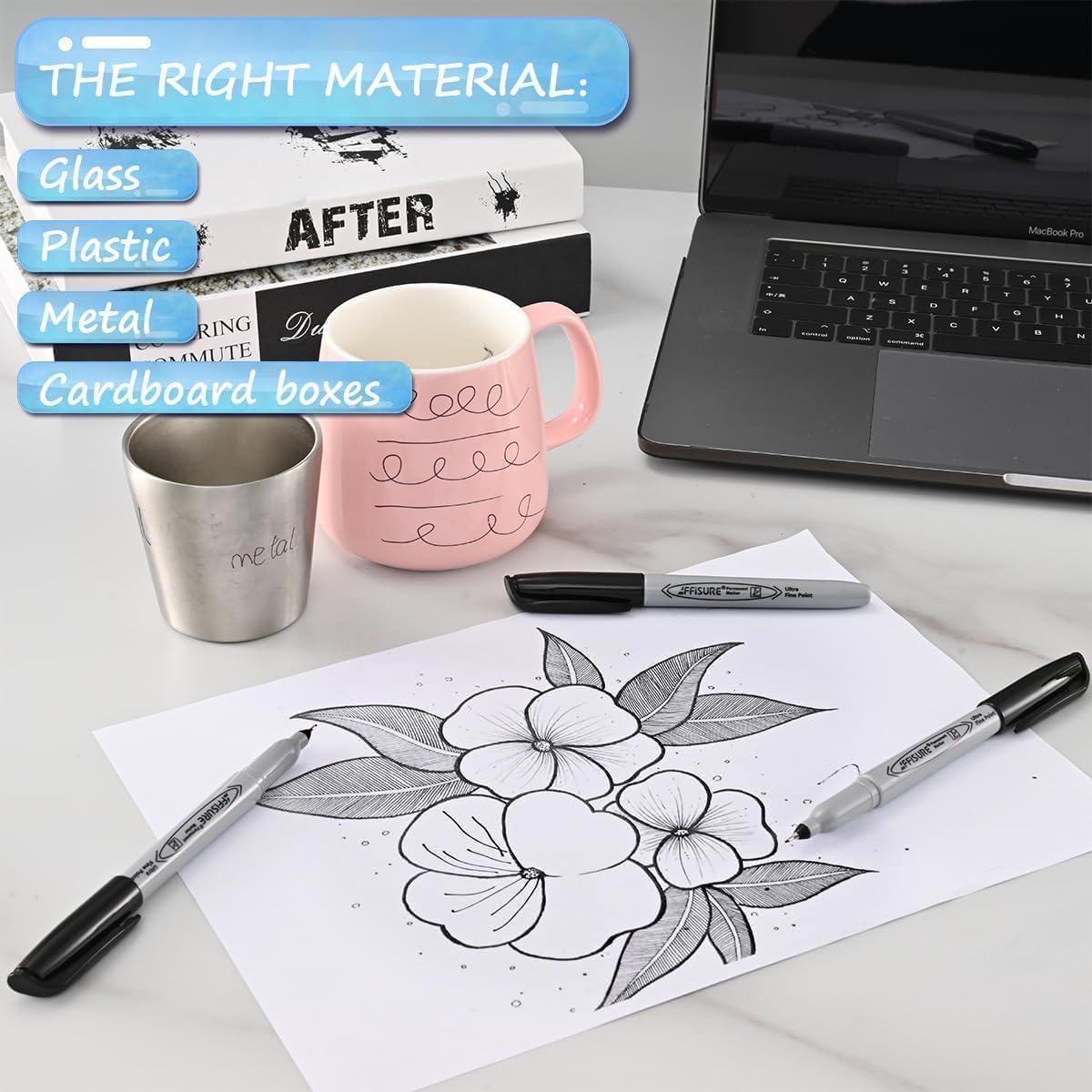 Permanent Markers, Ultra Fine Point,Black,100 Count, 0.4mm, Fine tippermanent marker set, quick dry,waterproof, fading resists, durable,marks on paper, glass, ceramic, plasticwood, rock, metal