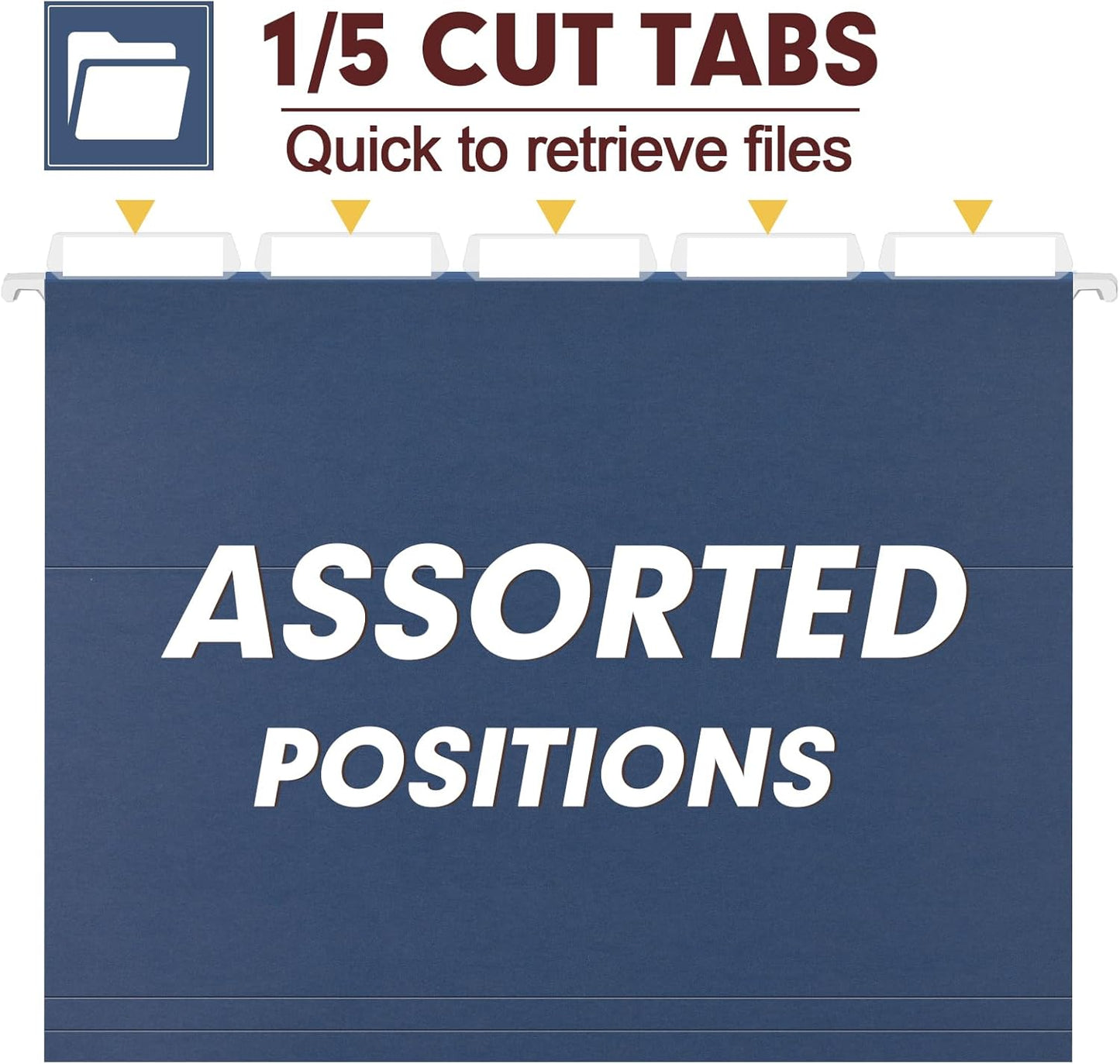 HERKKA Hanging File Folders, 60 Pack Reinforced Letter Size Hanging Folders, Designed for Bulky Files, Filing Cabinet, 1/5-Cut Adjustable Tabs (Blue)