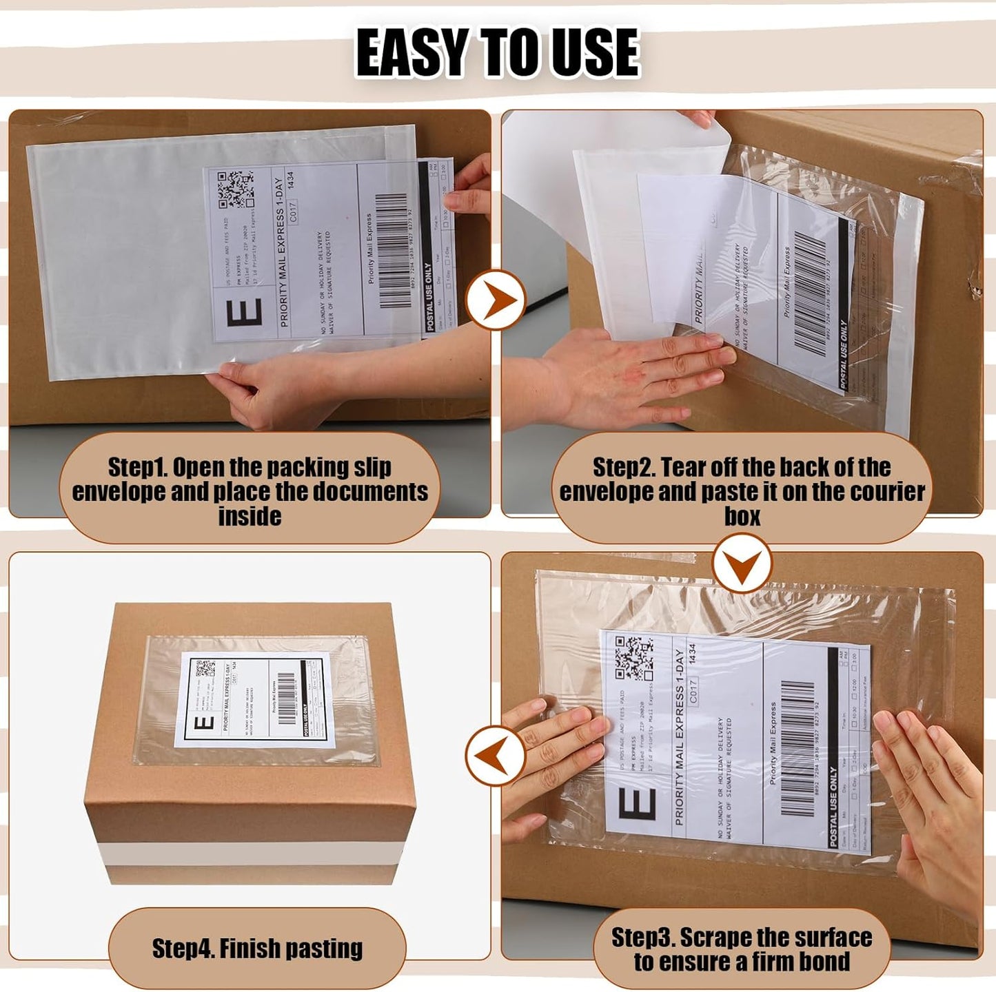 Cholemy 400 Pcs 9.5 x 12 in Clear Packing List Envelopes Shipping Pouches Mailing Shipping Label Sleeves Clear Adhesive Pockets Protectors Slip Envelope Pouches Holders Cover Enclosed Bag for Packing