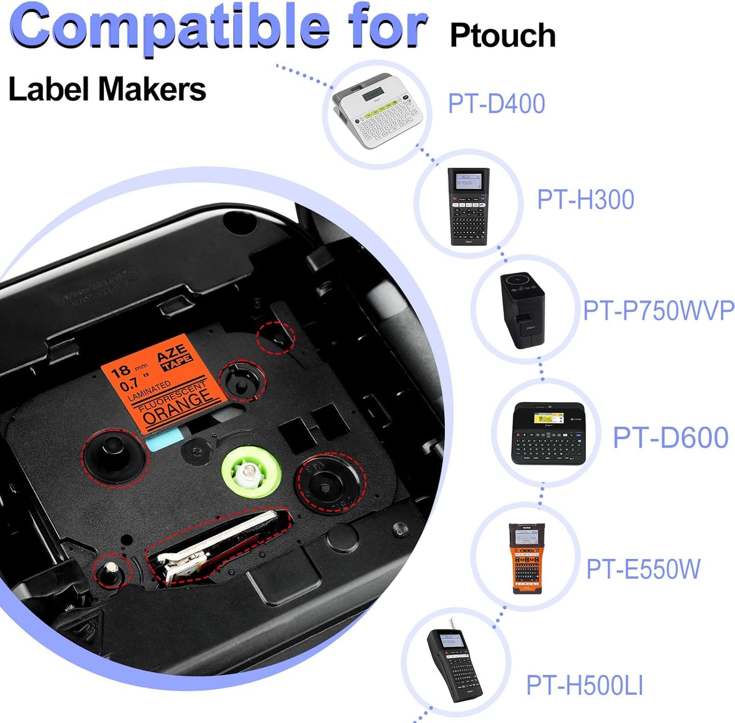 2 Pack Compatible for Ptouch TZe-B41 TZ-B41 TZe TZ Label Tape 18mm 0.7'' Laminated Black on Fluo Orange Label Maker Tape for PT-D600 PT-D610BT PT-D600VP PT-P710BT PT-P750W