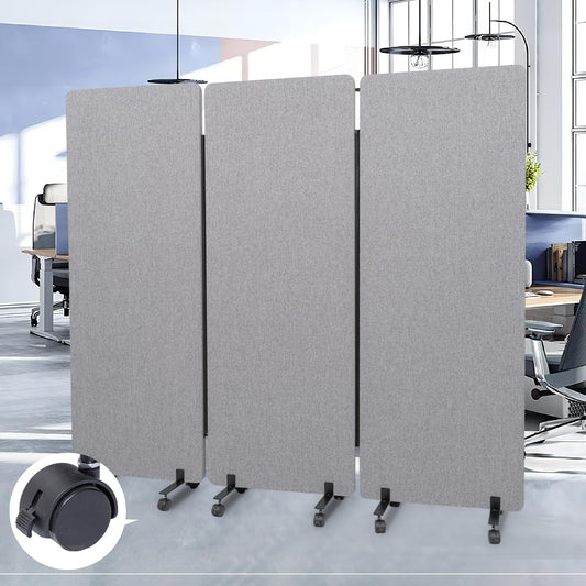 Sound Proof Dividers w/Wheels, Portable Office Wall Divider for Room Partition, Soundproof Room Divider Privacy Panel Partition Cubicle Wall Rolling Temporary Wall for Office