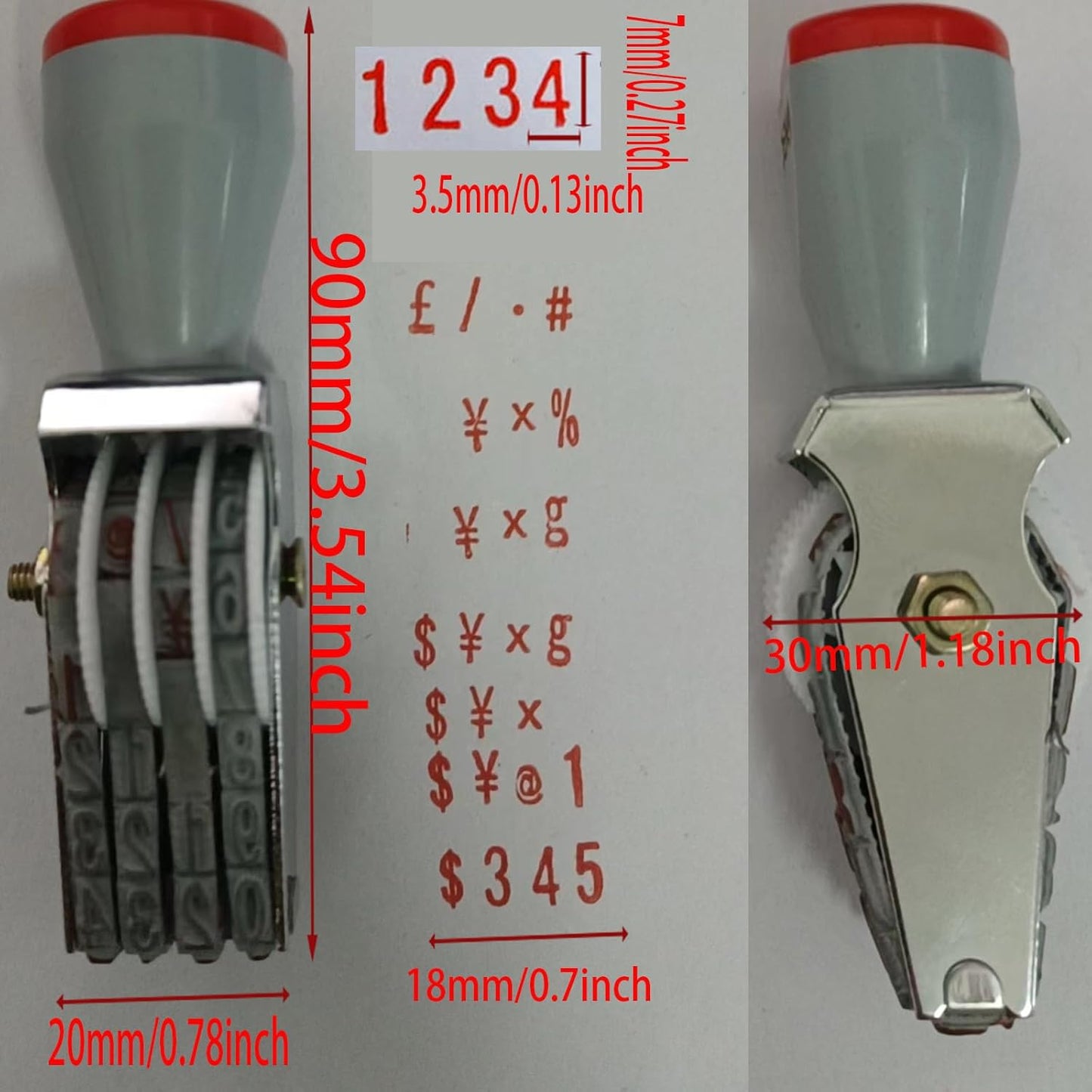 Business Stamps, Adjustable Rubber Stamp - Customizable 0-9 Numbers & Symbols for Packaging, Office, Labels (4-Digits)