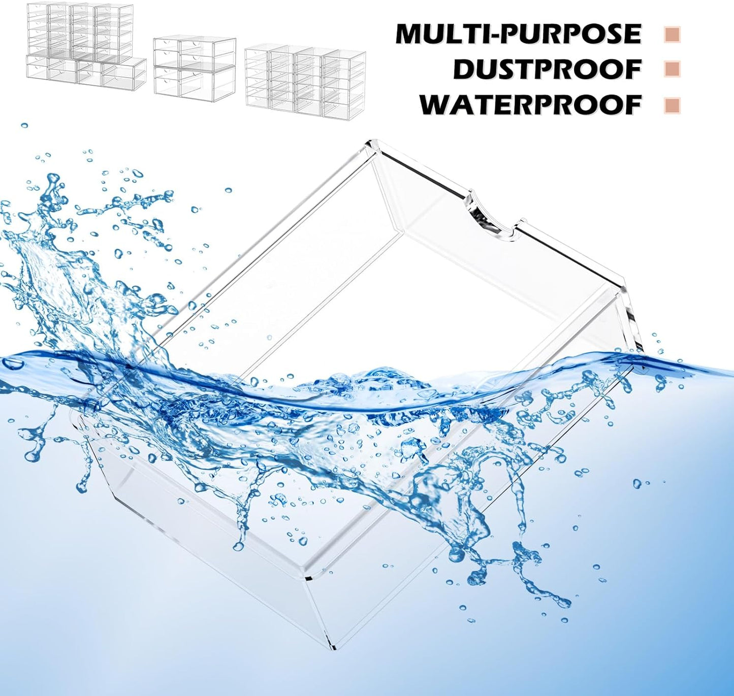 Makeup Organizer Storage With 30 Drawers, 6 Pack Desktop Office Supplies, Desk Organizers, Clear Desk Accessories, Dustproof Drawer Organizer and Storage for Make Up, Jewelry, Pen, Desktop Stationary