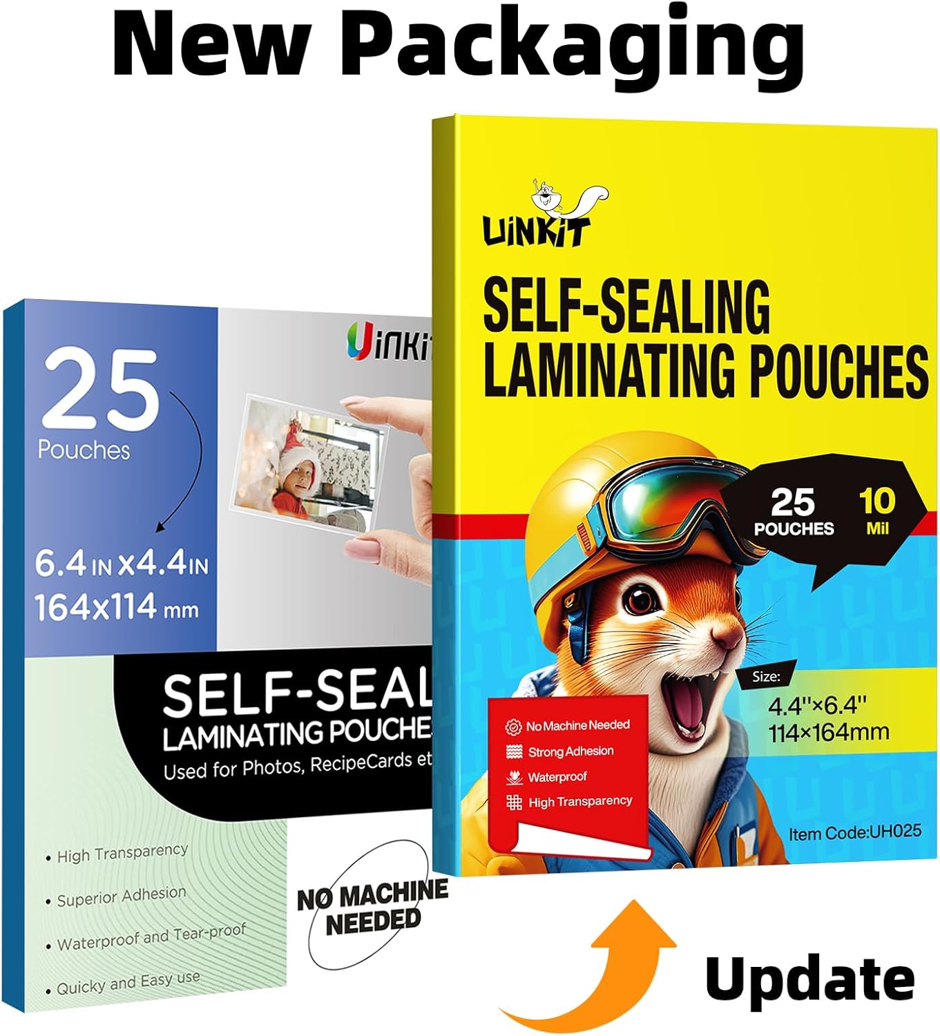 Uinkit 25 Pack 4x6 Inch Self Sealing Laminating Pouches, Waterproof Lamination Pouches, Permanent Adhesive 10mil Thickness No Need Machine (4.5x6.5Inchesx25Pack)