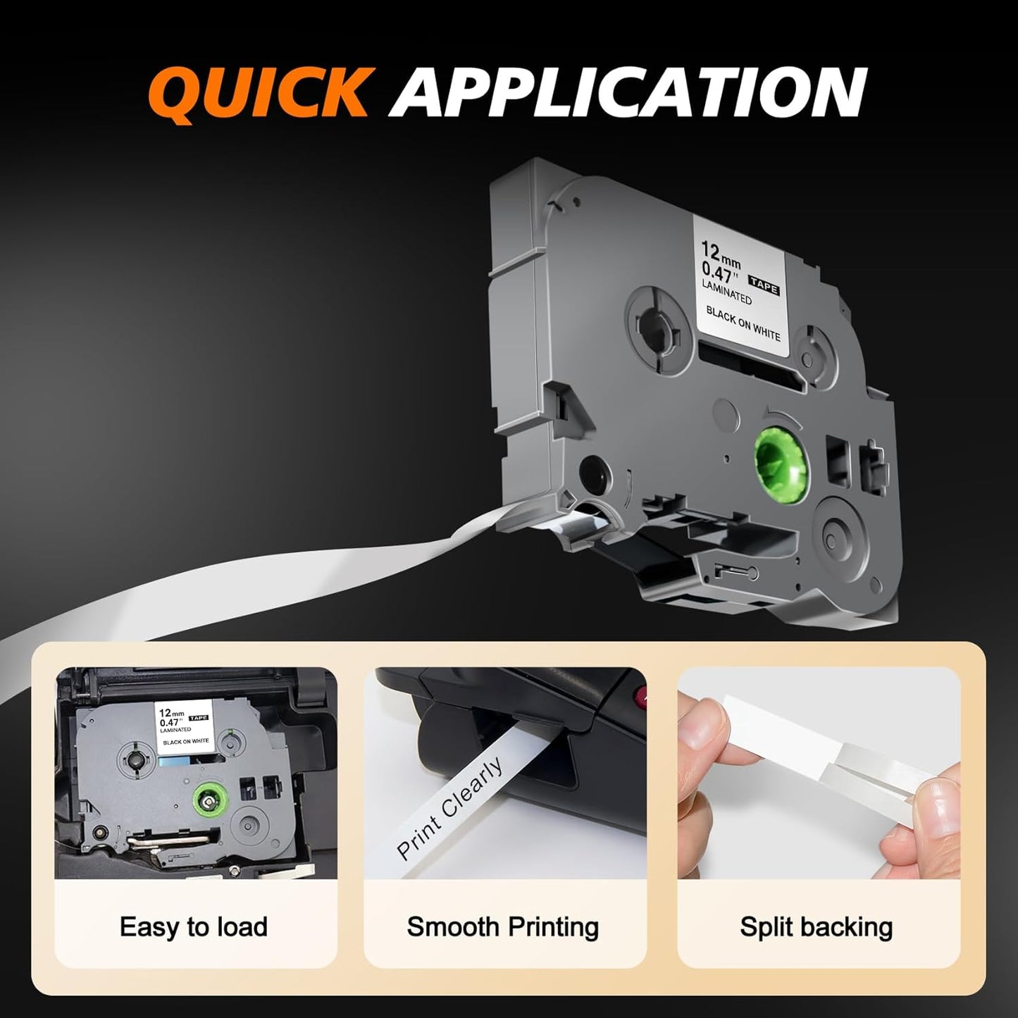 18Pack Label Maker Tape Compatible with Brother PTouch TZe-231 Tape, ½” 0.47”x 26.2 ft Laminated Black on White, for PT-D210, PT-H110, PT-D220, PT-D410, PT-D600