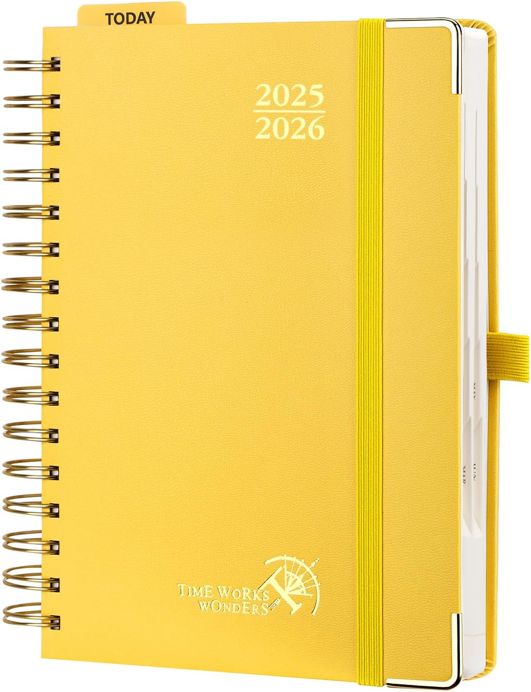 POPRUN Academic Daily Planner 2025-2026 One Page A Day - [5.75" x 8.5"- Spiral Hard Cover], Appointment Book (July 2025 - June 2026) with Monthly Calendar - Light Yellow