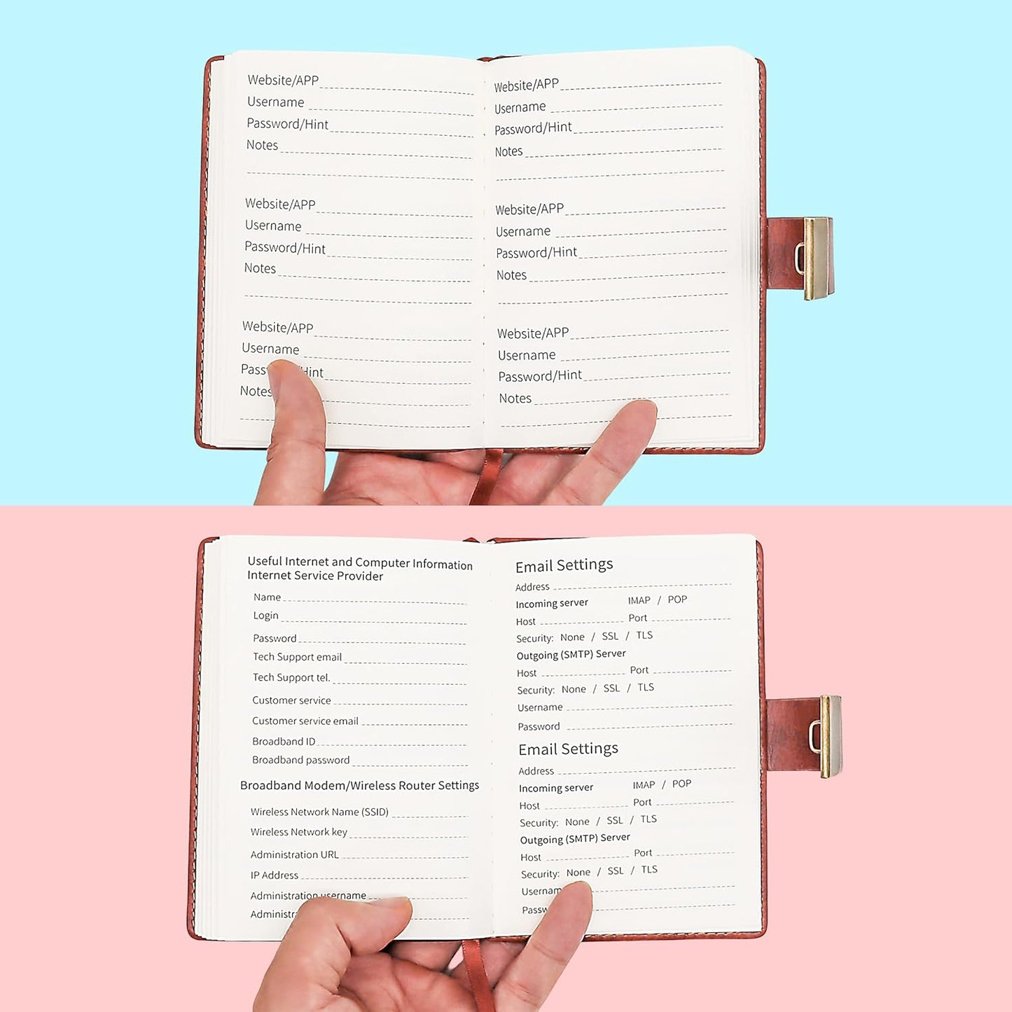 A7 Password Book with Lock Internet Address and Details Organizer Computer Website Logins Hardcover for Home Office Notebook Present Supplies-Retro Style