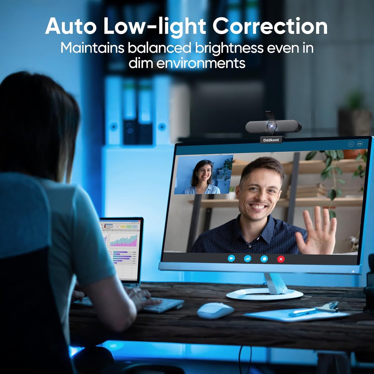 Full HD 1080P Webcam with Microphone, Auto-Light Balance, Rotatable Design,Privacy Cover, Plug and Play for Zoom, Skype,Web Conferencing - Compatible with Windows, Mac, Laptop, Desktop