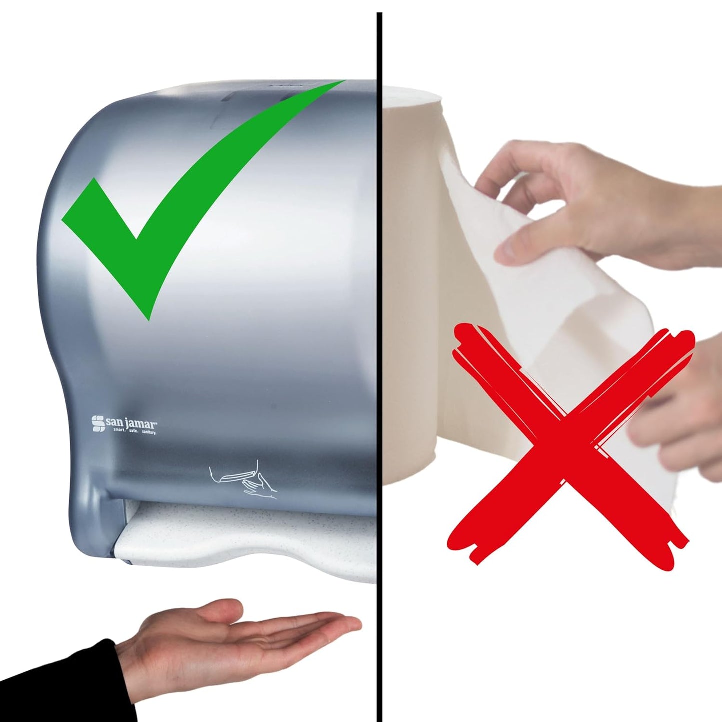 San Jamar Classic Paper Towel Dispenser Smart Essense Electronic Roll Towel Dispenser for Bathroom, Kitchens, and Restaurants, Plastic, 9.75 x 14.50 x 12.50 Inches, Blue