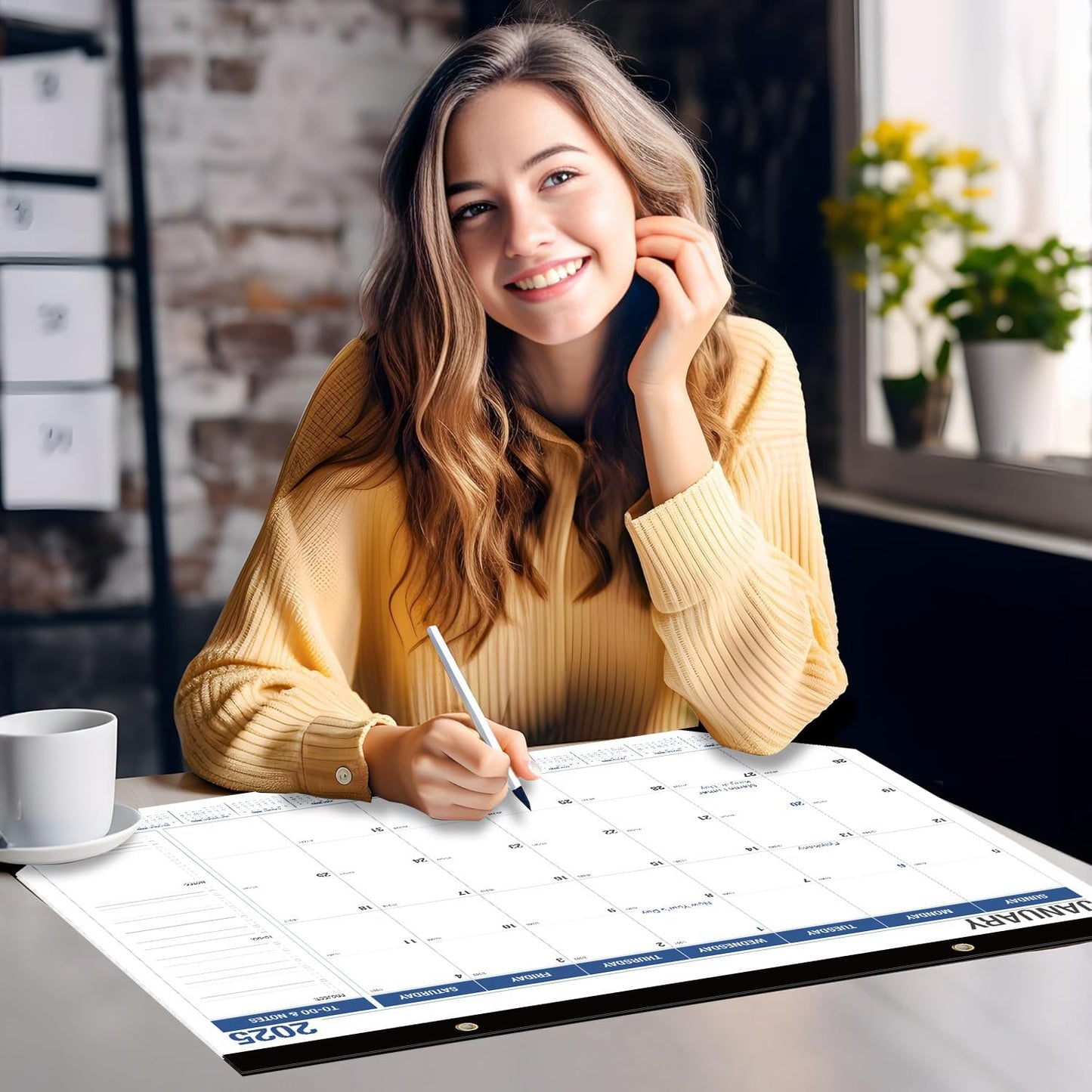 Lateefah Large Desk Calendar 2025-2026, 18 Month Calendar Jan 2025 - Jun 2026, 22" x 17" Desktop Pad Calendar for Office, Home