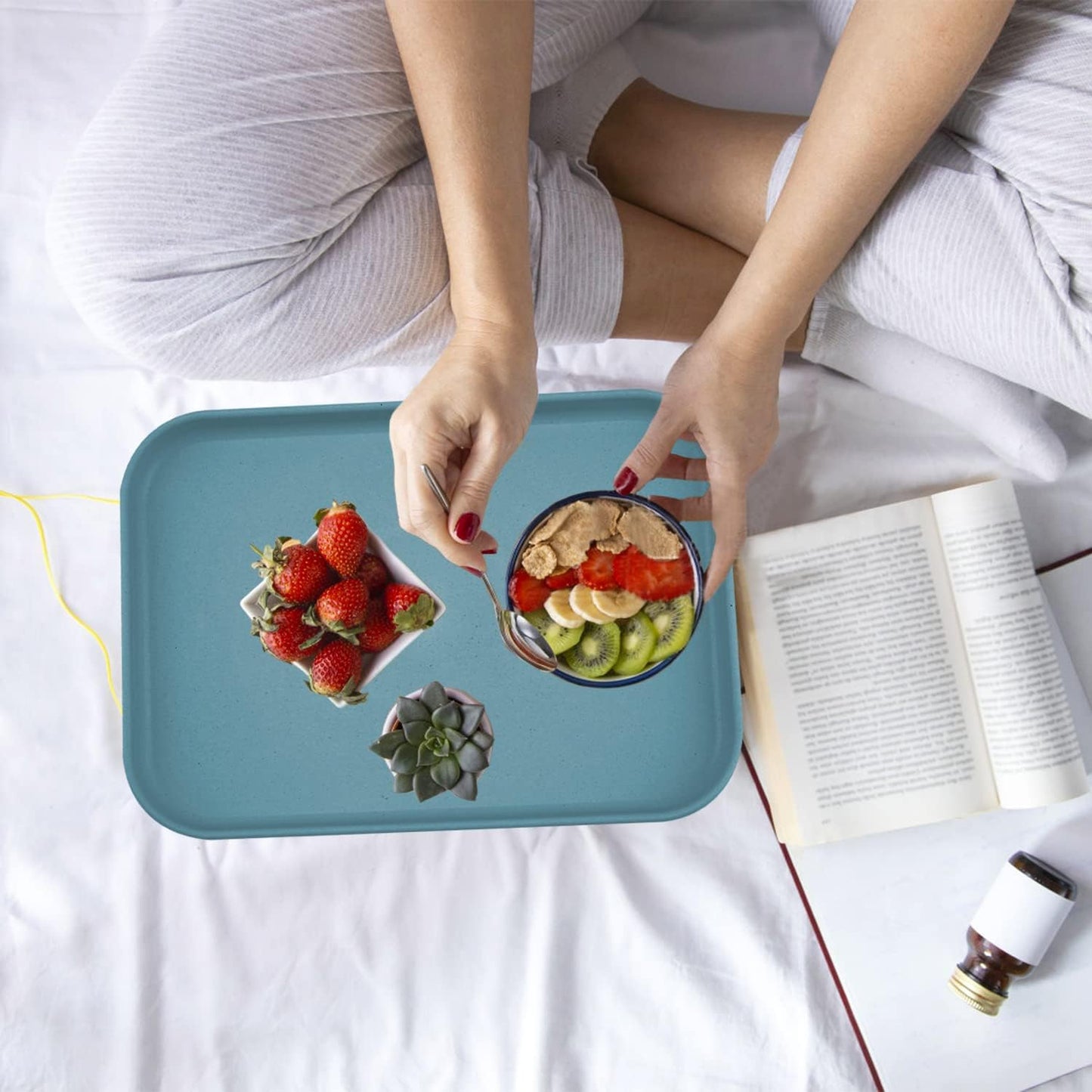 Plastic Art Trays,8 Pack Stackable Activity Tray Crafts Organizer Tray Serving Tray Jewelry Tray for DIY Projects, Painting, Beads, Organizing Supply,8 Color (12.2 x 8.9 Inches)