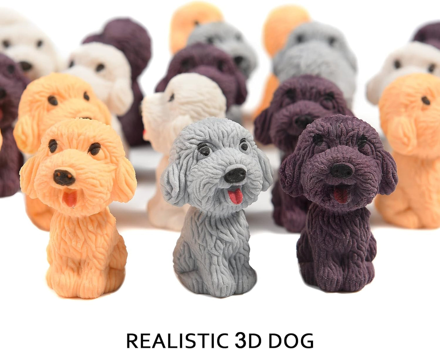 24 Pcs Animal Pencil Erasers Toppers,Pencil Top Erasers,3D Cute Dog Cap Easters Desk Pet Erasers for Kids