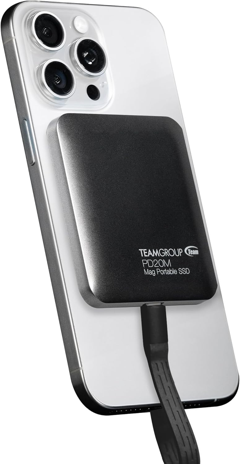 TEAMGROUP PD20M 2TB Magnetic External SSD Read up to 2000MB/s USB 3.2 Gen 2x2 Type-C 4K ProRes HDR Record iPhone 15&16 Pro Max,iPad TPSEG2002T0C108