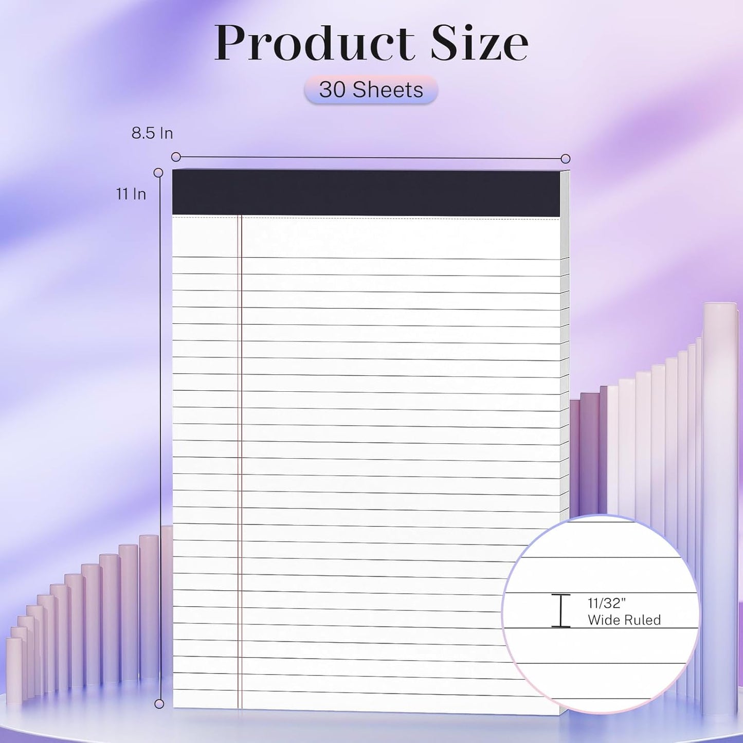 2 Pack Legal Pads 8.5 x 11 White Note Pads 8.5 x 11 Notepad Micro Perforated Writing Pads Lined Paper Pads Wide Ruled Pad of Paper 30 Sheets Notebook for To-Do Lists, School & Office Supplies