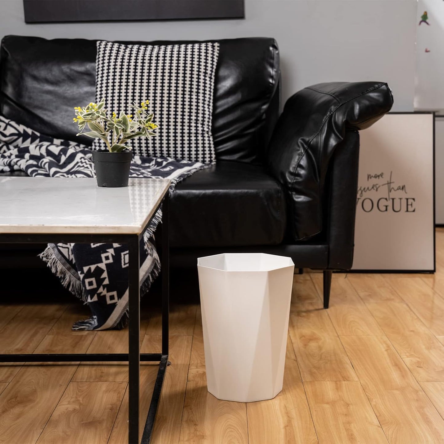 12L Trash Can Wastebasket Plastic Trash Bin Garbage Container Rubbish Can Paper Basket Office Organizer for Bedroom Home Office, 6 White