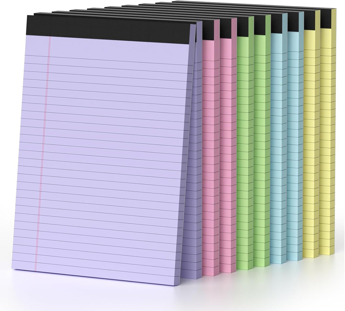 8.5 x 11 Legal Pads, Colored Legal Pads, Wide Ruled, 10 Pack Note Pads 8.5 x 11, Multicolor Perforated Note Pads with Sturdy White Back, Writing Pad,30 Sheets Per Notepad for School, Home, Office
