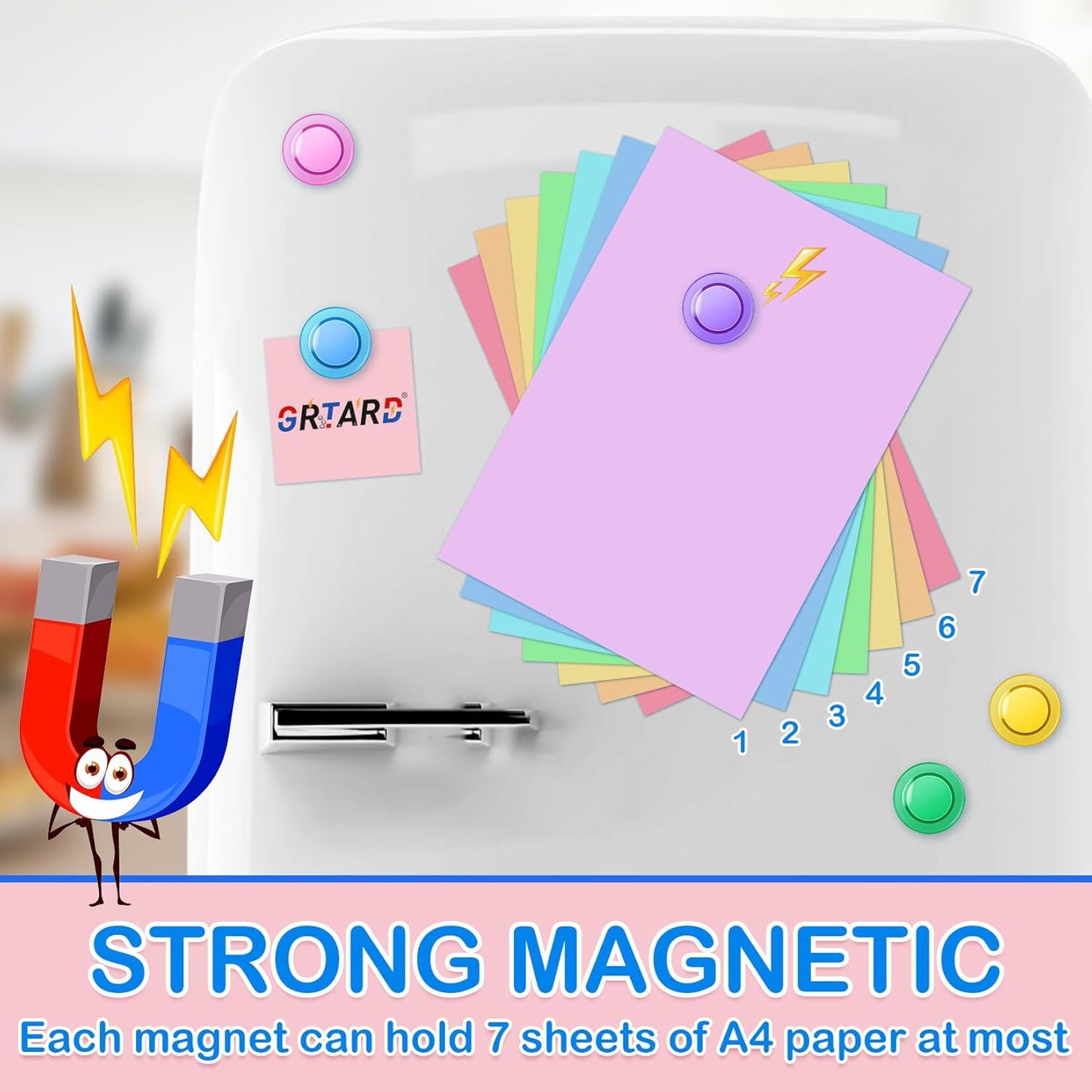 Grtard 45 Pcs Magnets for Whiteboard, Round Refrigerator Magnets Fridge Magnets Whiteboard Magnets, Dry Board Decorative Magnets Teacher Supplies for School, Home, Office (Colorful, 3cm/1.18 inch)