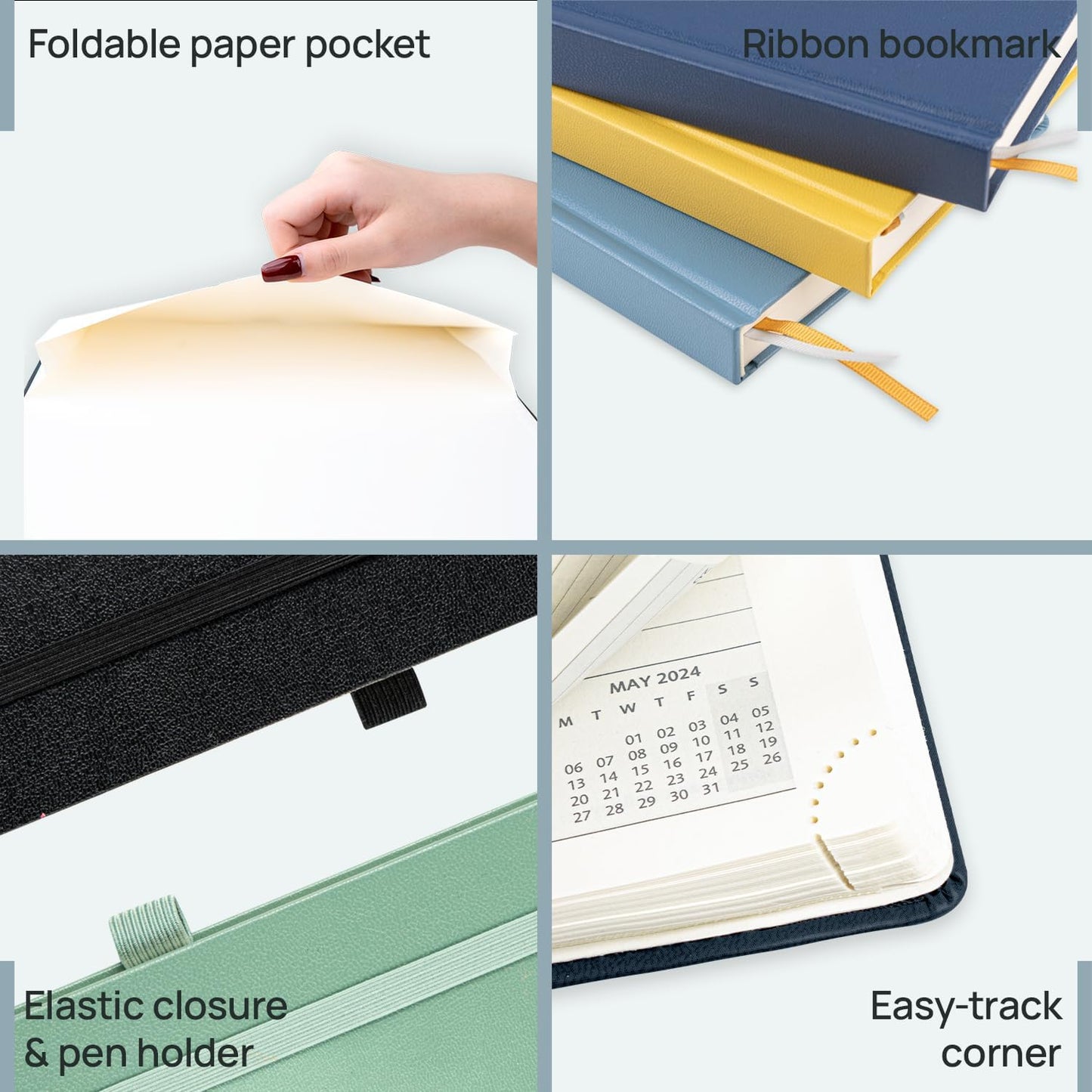 POPRUN 2026 Planner (Large Size 8.5''x 10.5'' Hardcover) - Daily Weekly and Monthly Calendar Agenda 2026 Appointment Book with Hourly Time Slots, Monthly Tabs, 100 GSM - Pacific Green