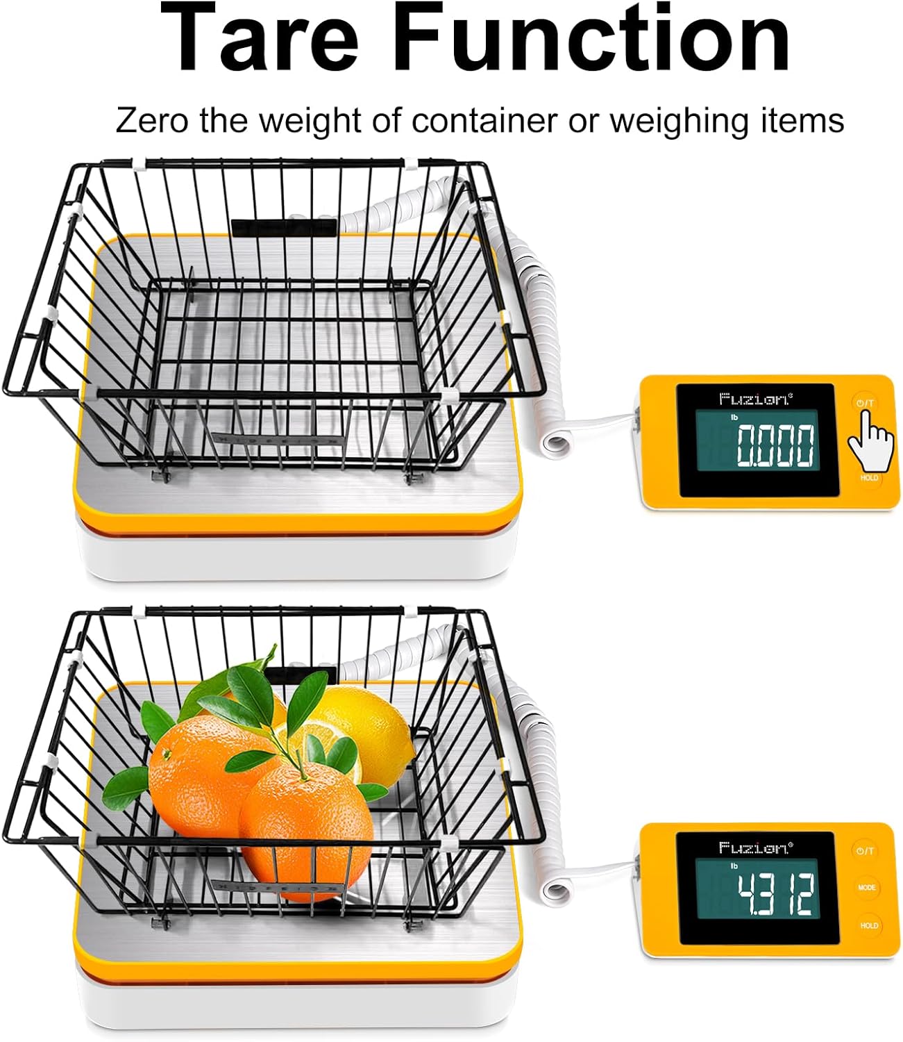 Fuzion Shipping Postal Scale - Package Scale 110LB x 0.1oz, Large LCD Display, 5 Units, Digital Scale for Packages, Postage - Dual Power Supply (Batteries & Adapter)