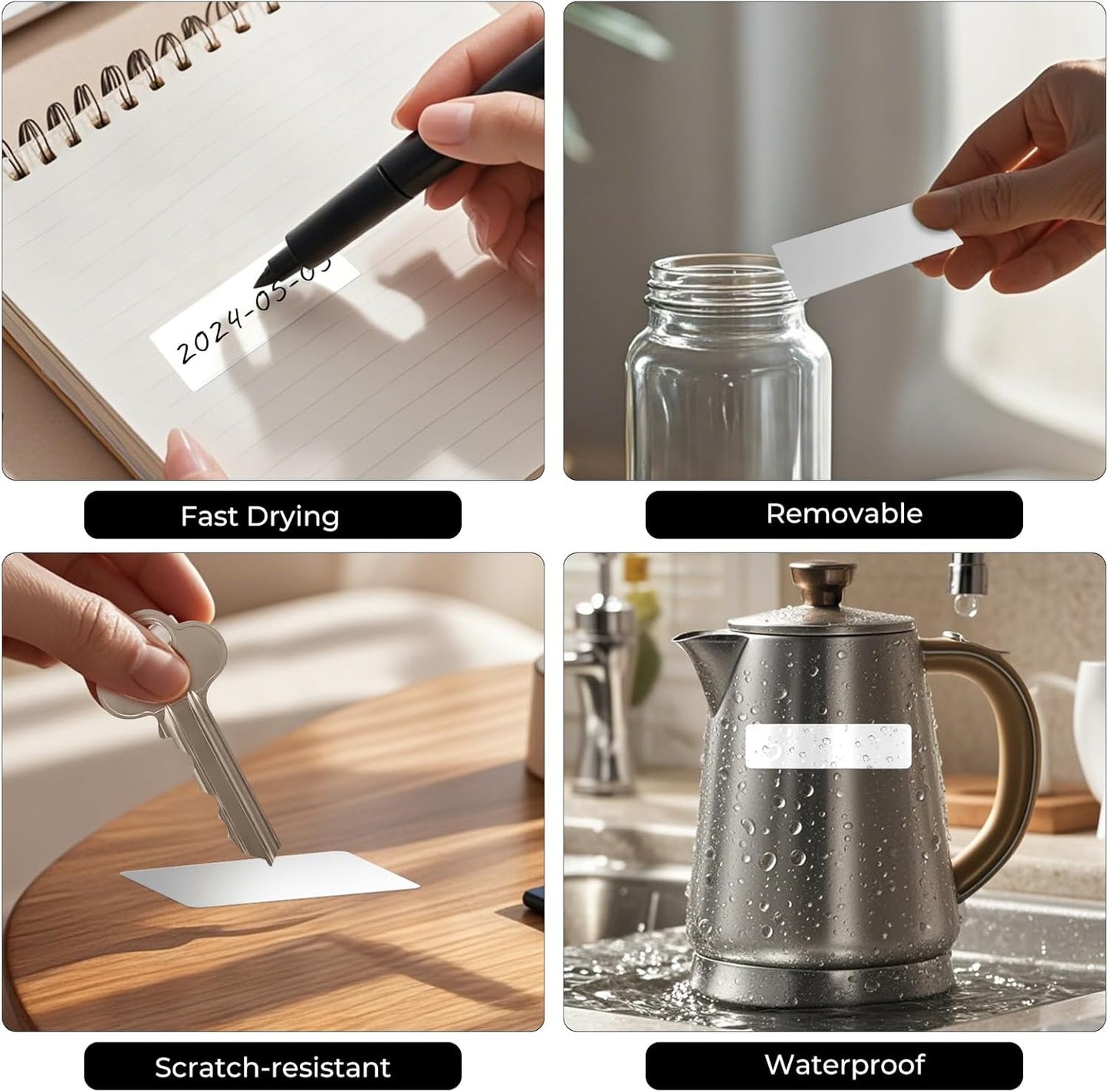 Colored Labels Stickers 3×1 Inch Rectangle Vinyl White Sticker Removable Assorted Color Coding Name Tag for File Folder Classroom Office Inventory Marking 160 PCS