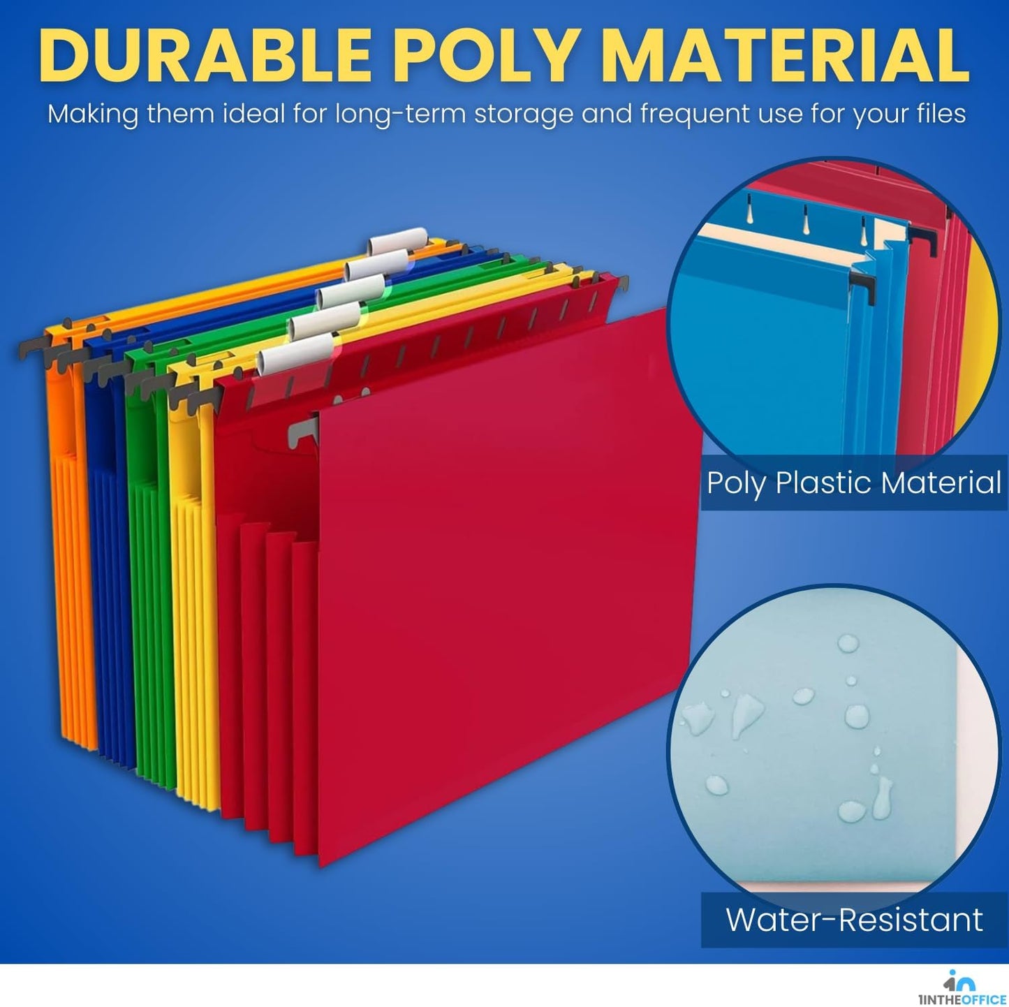 1InTheOffice Hanging File Folder, Hanging File Pocket, Expandable Hanging File Folder, Letter Size, Assorted Color, 10 Pack (10)