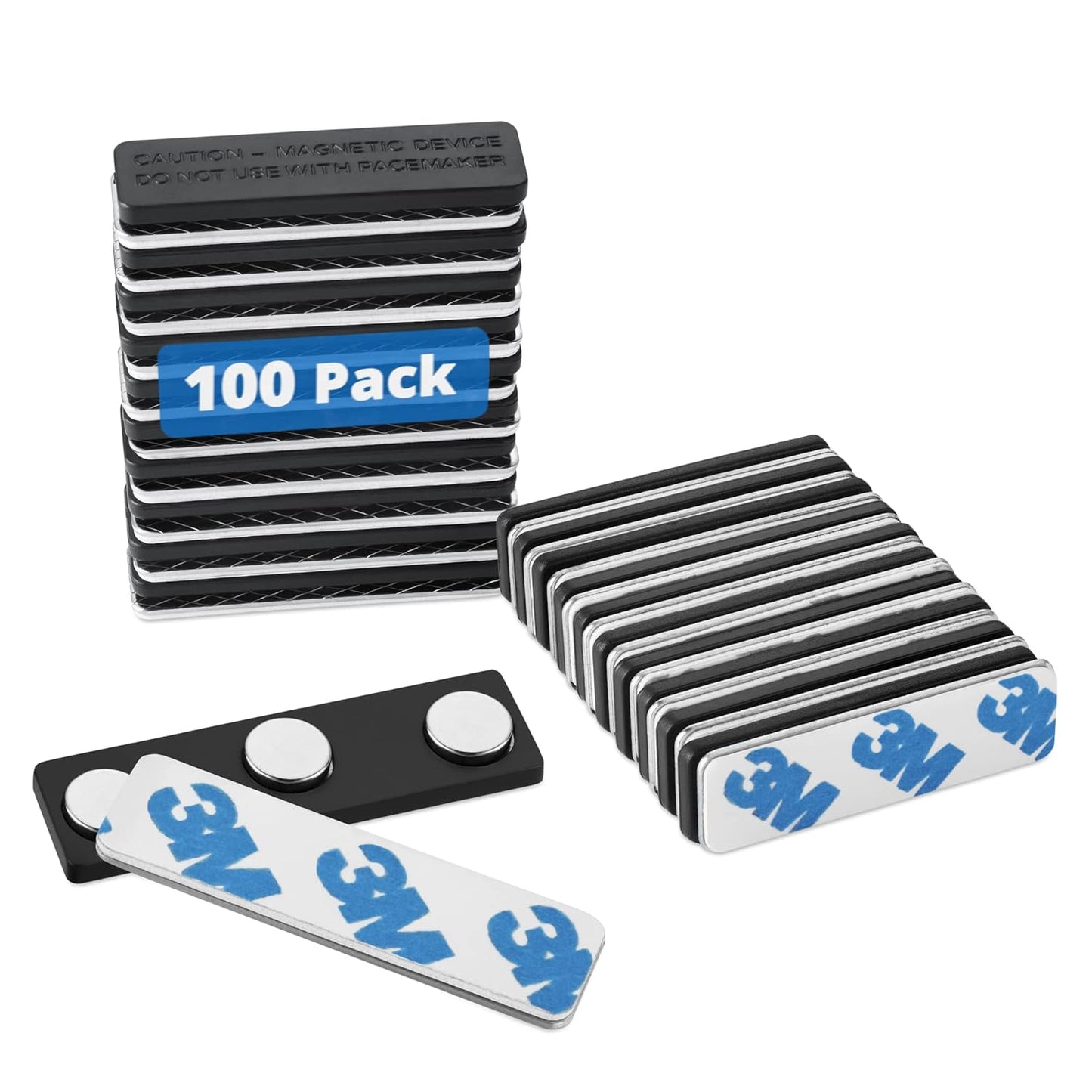 Mifflin-USA Name Tag Magnets (100 Magnets, 1.75 x 0.5 inches), Name Tag Magnet Backs w/ 3 Extra-Strong Neodymium for ID Badge Holders
