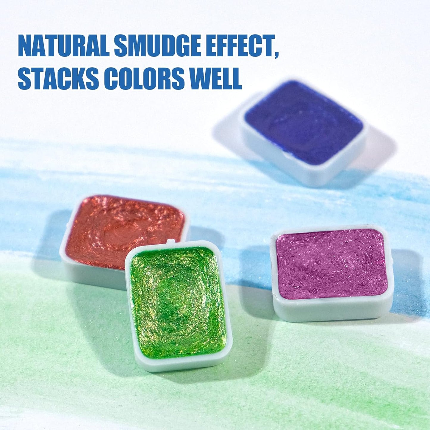 Mini Glitter Watercolor Paint Set, 20 Colors Shimmer Metallic Watercolour Painting Sets, Solid Pearl Water Color Paints for Kids, Adult, 1ml Trial Pack(Summer)