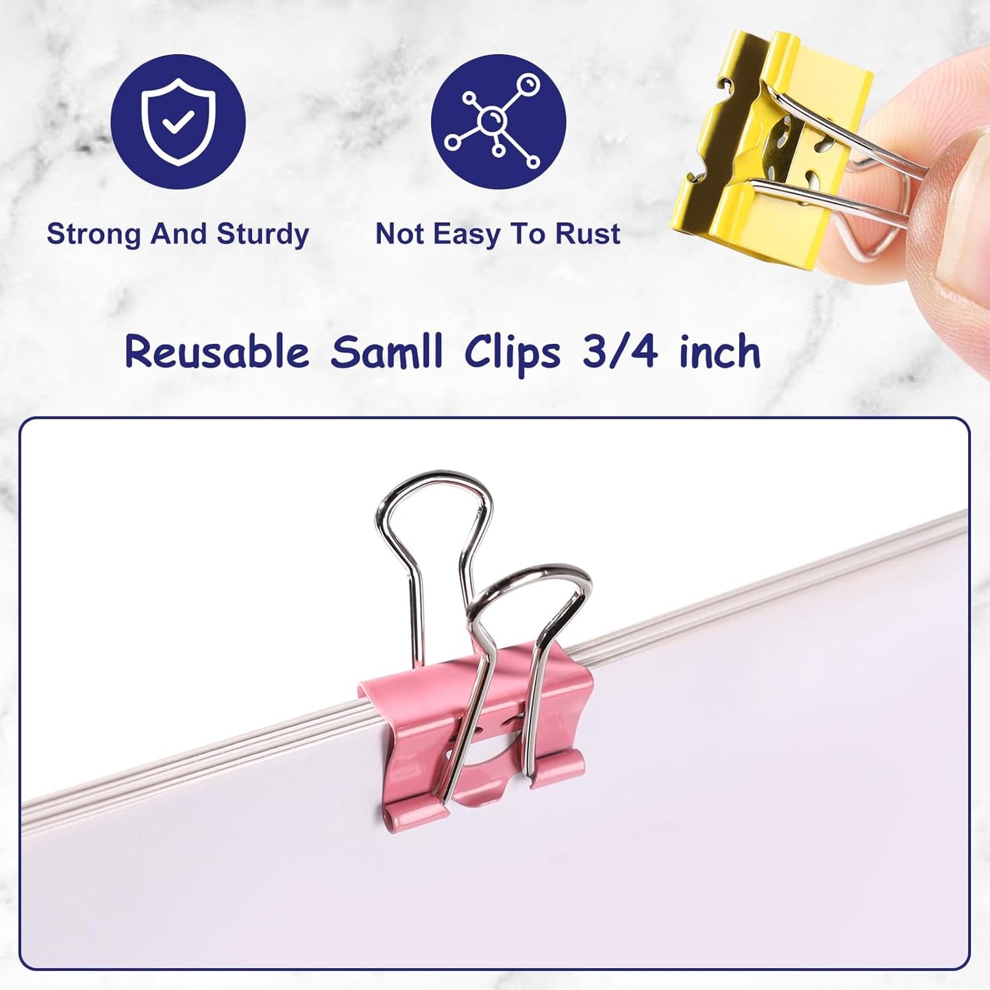 Ufmarine 60 Pcs Small Binder Clips 3/4 Inch, Cute Smiling Binder Clips for Officee